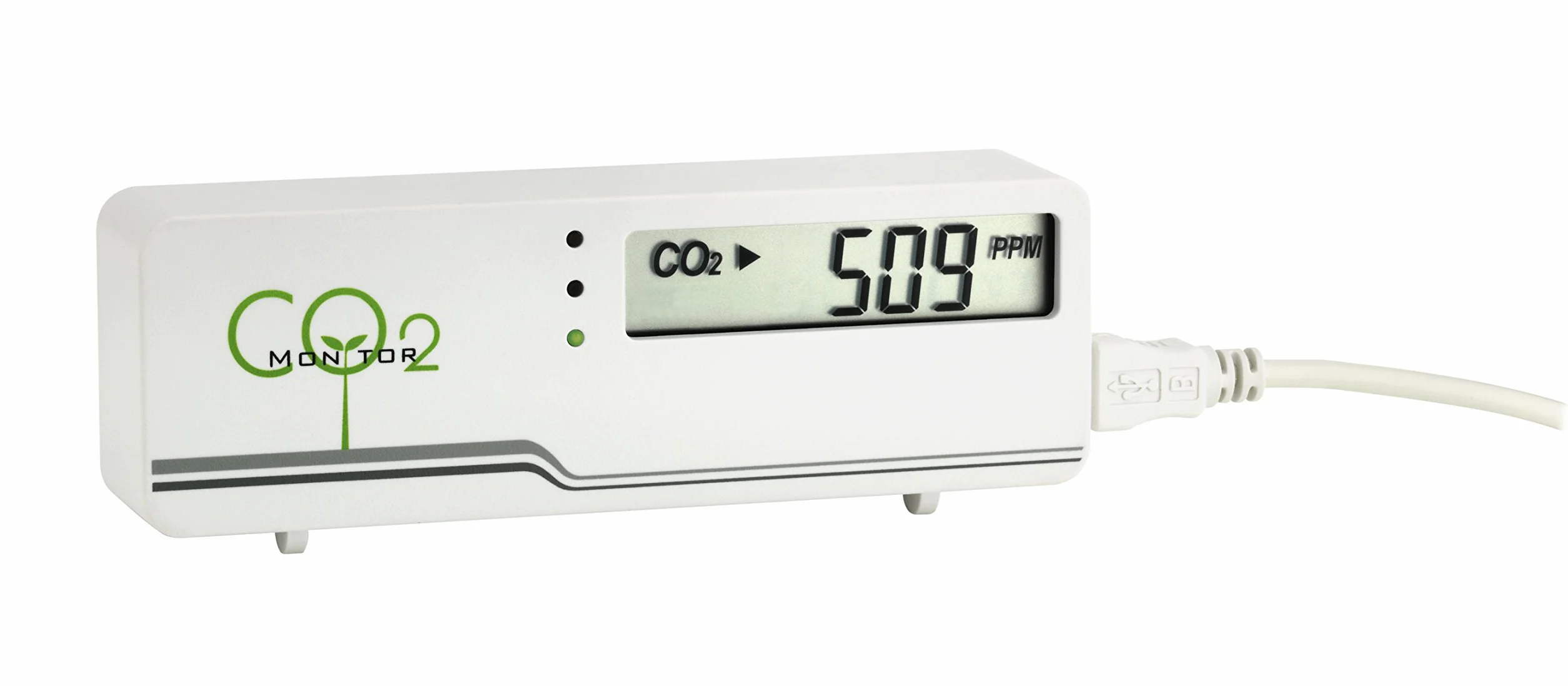 TFA Dostmann AIRCO2NTROL MINI CO2 Monitor 31.5006.02 LED Ampelanzeige Luftgütemonitor USB Kabel weiß