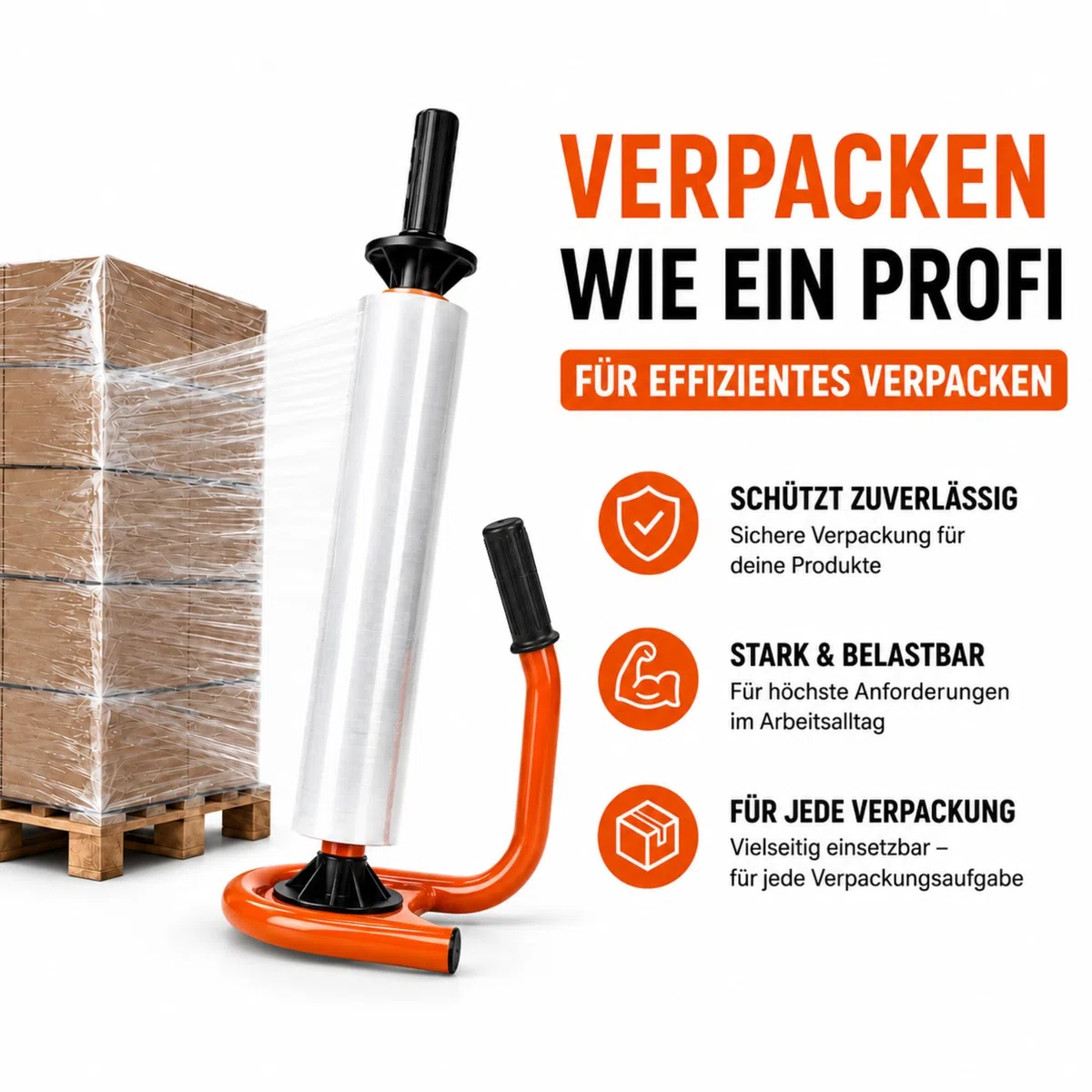 Stretchfolien Abroller Profi 450-500 mm orange Metall SRT
