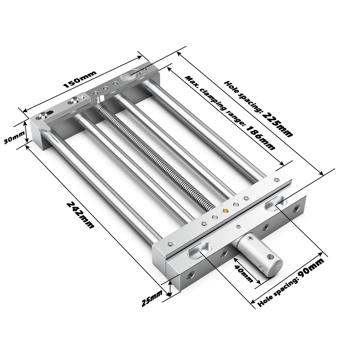 CNC Router High-Precision Aluminum Vise Bench Clamp, 282mm x 150mm x 30mm
