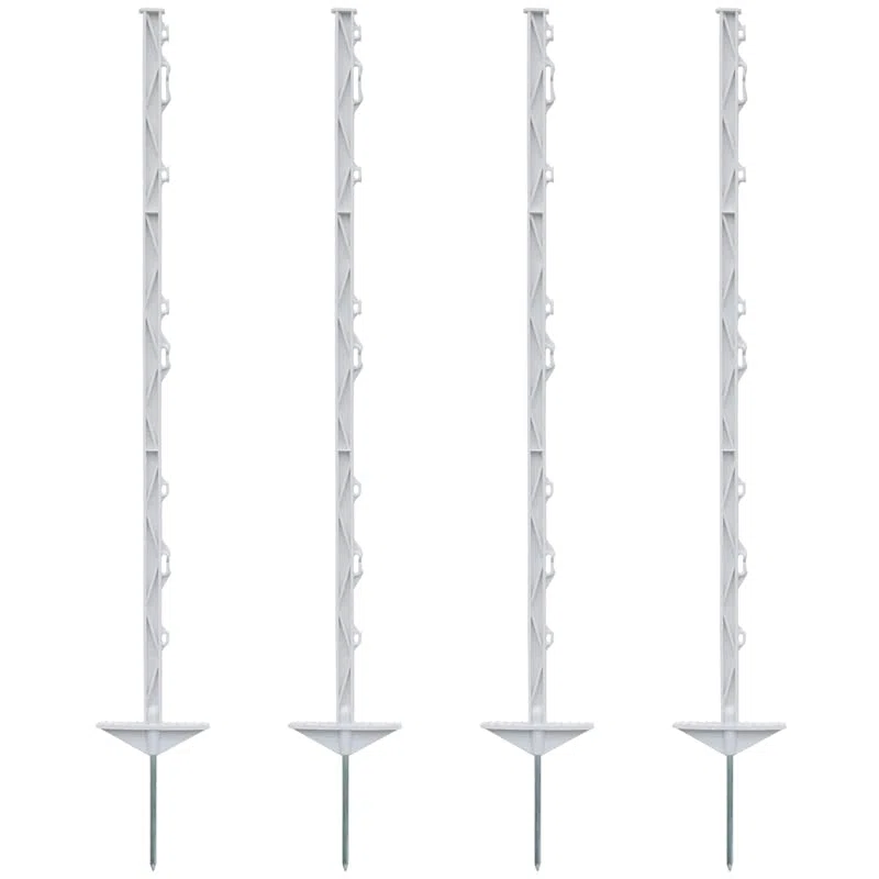 VOSS.farming 60x Farm 105 Weidezaunpfähle, Zaunpfosten, 8 Ösen für Litze, Seil, Band, Doppeltritt, verzinkter Stahlnagel, Höhe 105cm, weiß