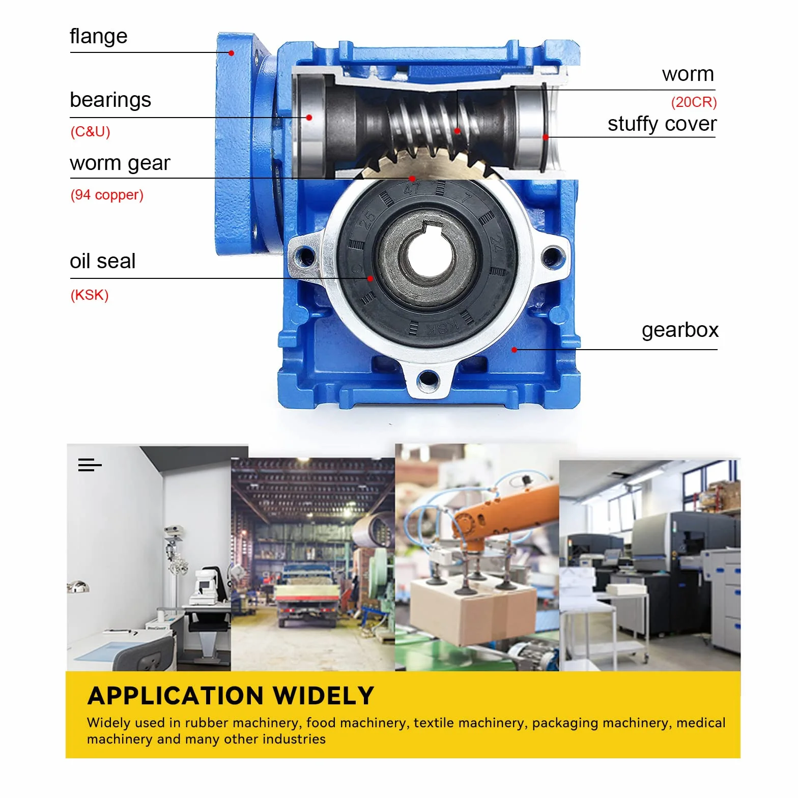 RATTMMOTOR NMRV030 Schneckengetriebe Hohes Drehmoment Eingang 11mm Ausgang 14mm Untersetzungsverhältnis 5:1 für Nema23 Schrittmotor