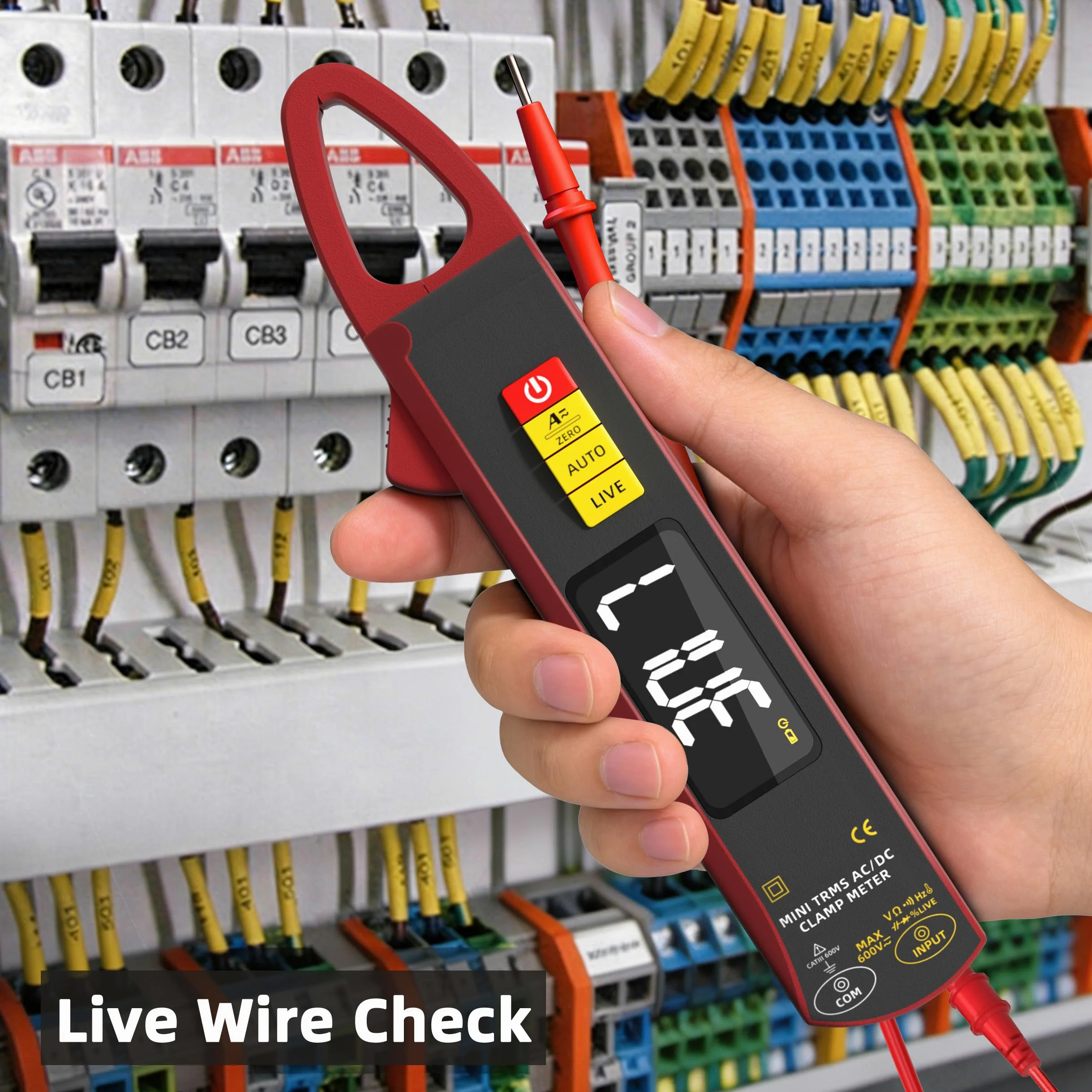 BSIDE UX2 Digital Stromzange DC AC TRMS 200A Klein Mini, Smart Multimeter Wiederaufladbar für Spannung Strom Kapazität Widerstand Dioden Frequenz Temperatur und Stromleitungen Messen