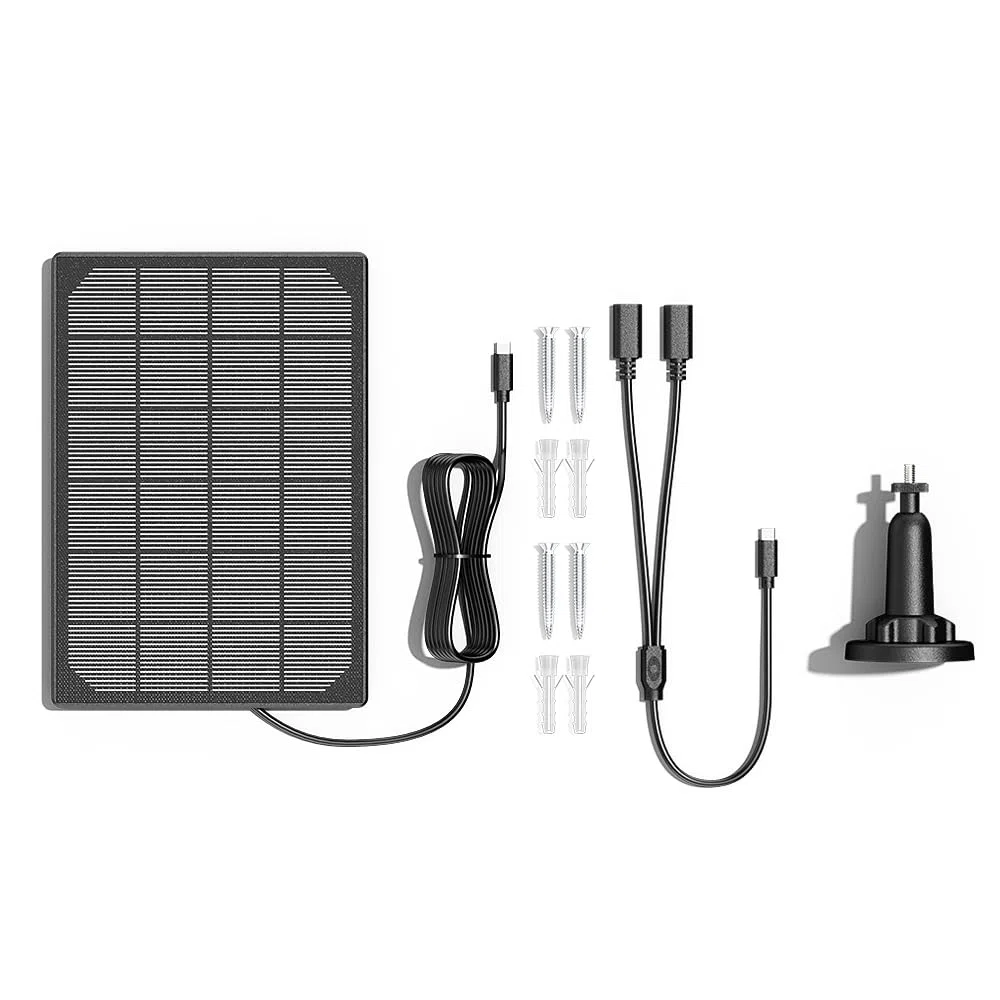 ctronics Solarpanel für Outdoor-Überwachungskameras, 2-in-1-Anschluss mit Typ-C-Konverter zum Kombinieren von 2 Solarpanels (für 690-4MPSA und mehr Überwachungskameras mit Typ-C-Anschluss)
