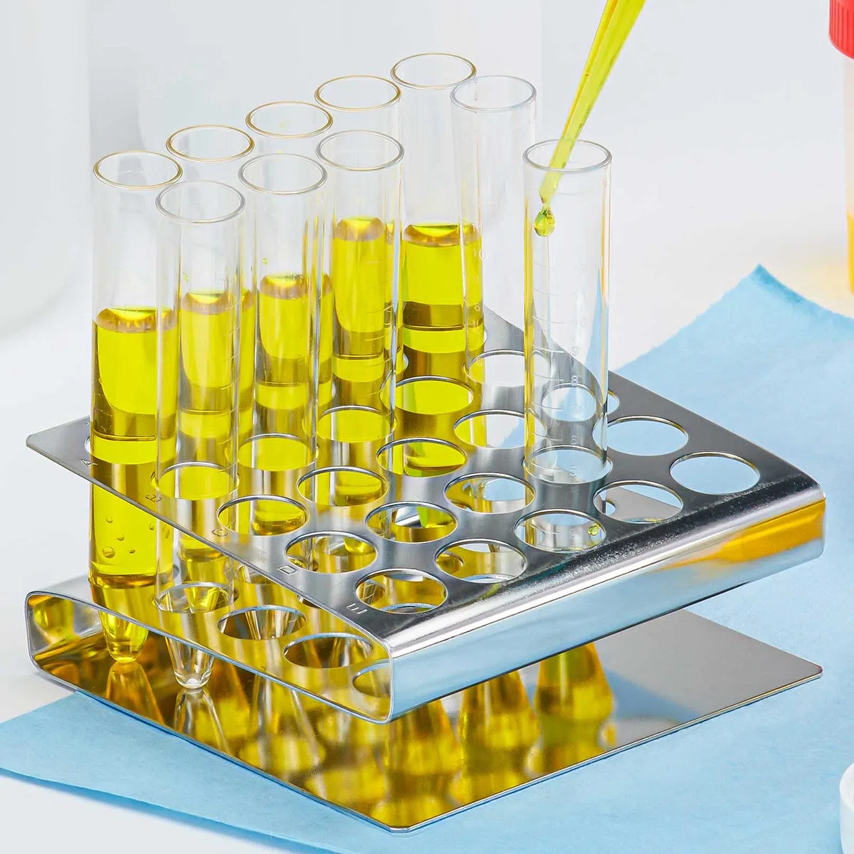 Globe Scientific Stainless Steel "Z" Shape Tube Rack, 457200, Holds 16mm and 17mm Tubes, 25-Place, Each