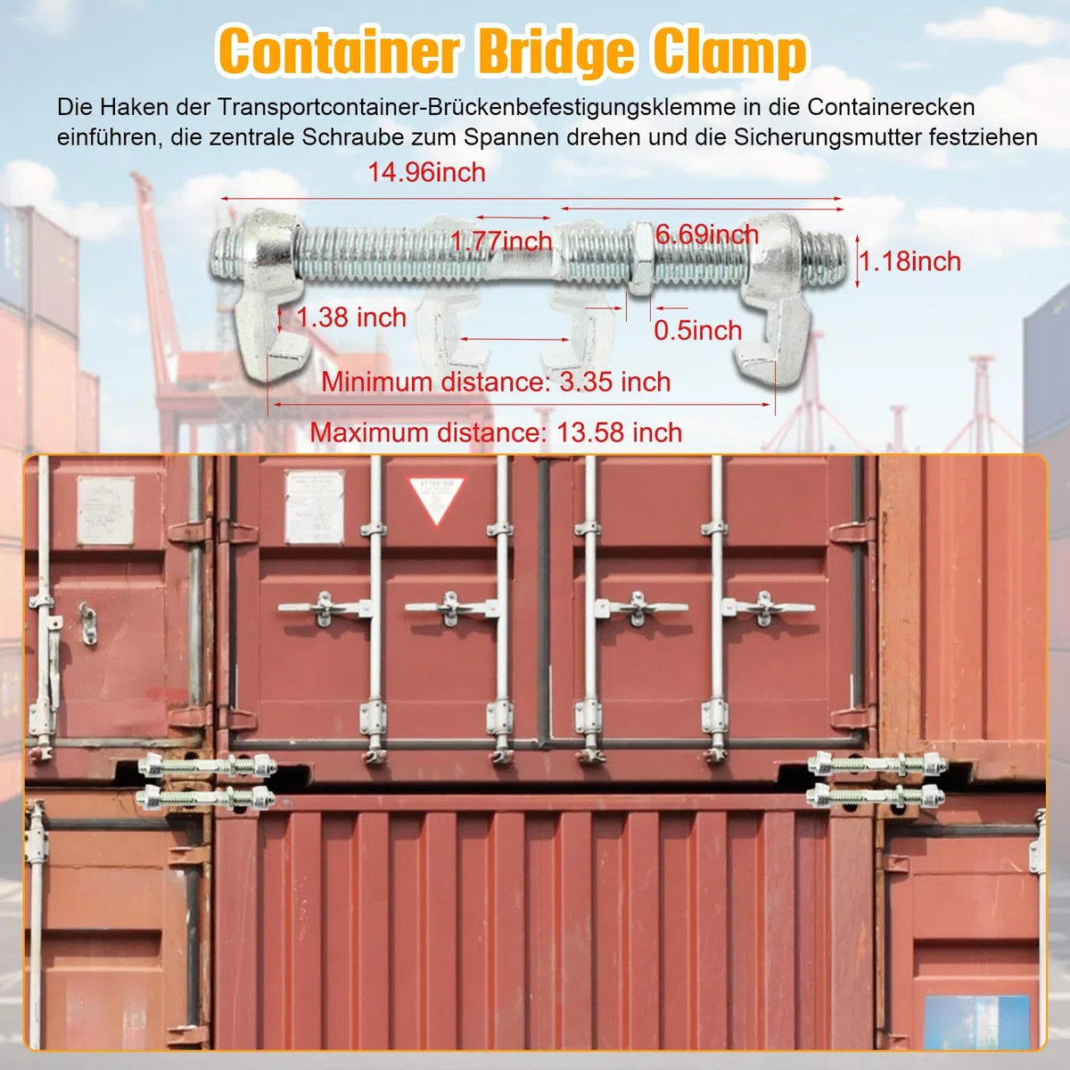 380mm Versandcontainer Brücke Fitting Clamp Connector For Cargo Stacking Scenario 4 Stück Beschlag Klemme Versandbehälterklemme Schraubklemme Für Secure Transport