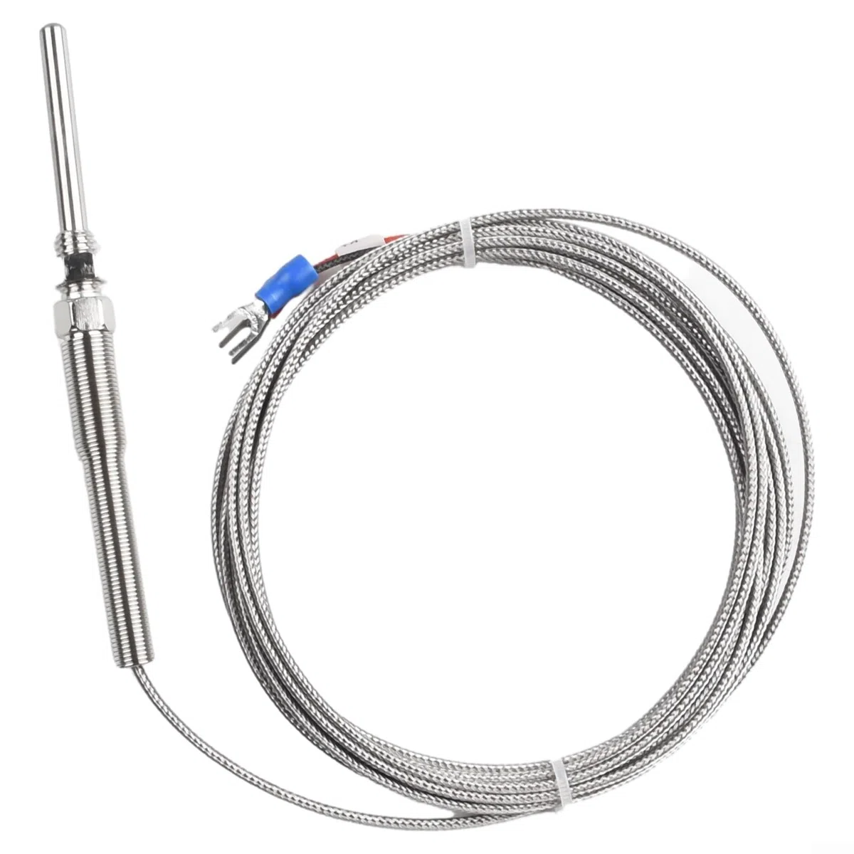 K-Type Thermoelement-Sonden-Sensor mit IP65 Wasserdichtigkeit, 0 °C bis 400 °C Bereich, M8 x 1,25 mm Schraube, 30–200 mm Sondenlängen, 1–5 m Kabeloptionen (50 mm Draht)