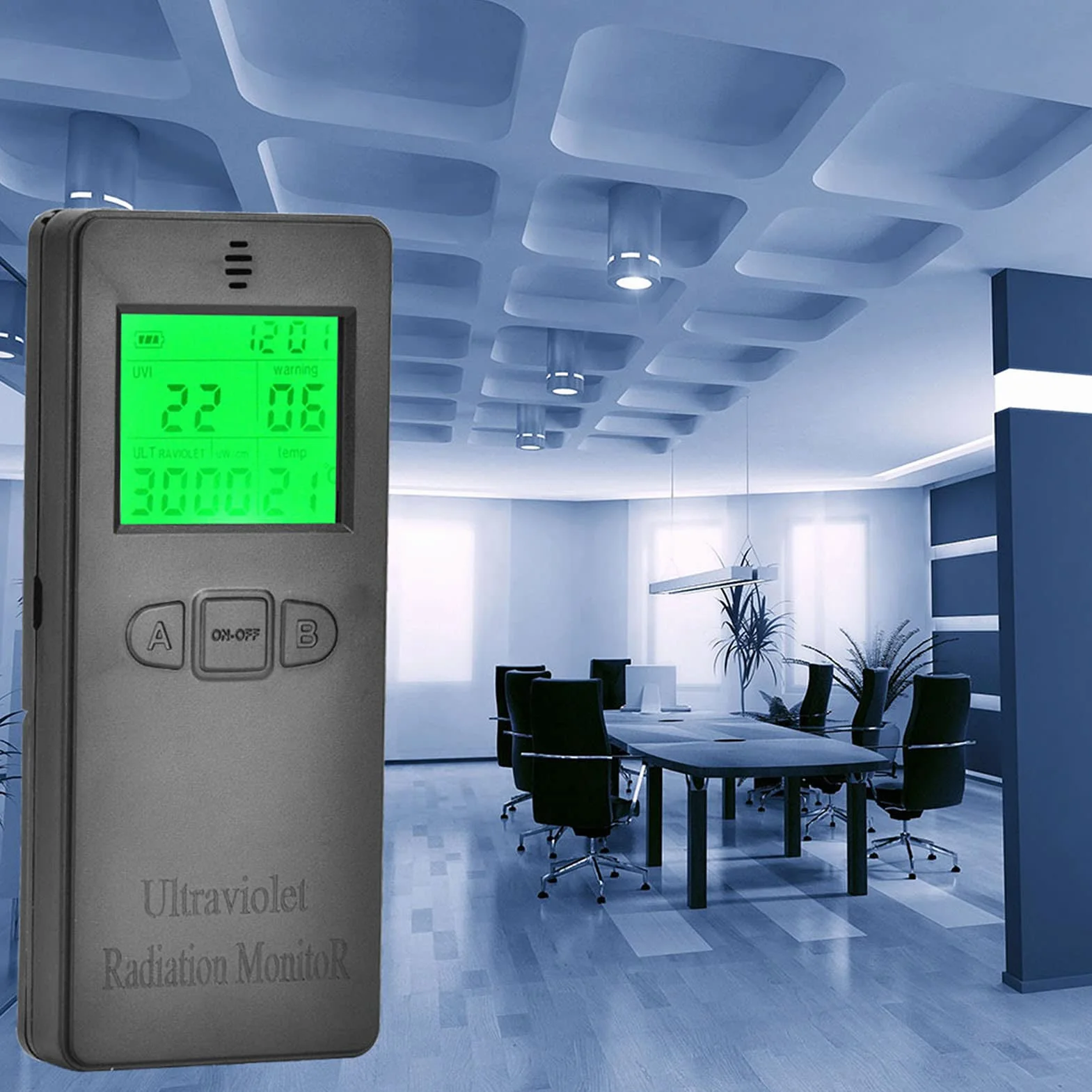 UV-Tester, LCD Tragbarer Digitaler UV-Strahlungsdetektor UV-UVI-Messgerät Tester mit Temperaturanzeige