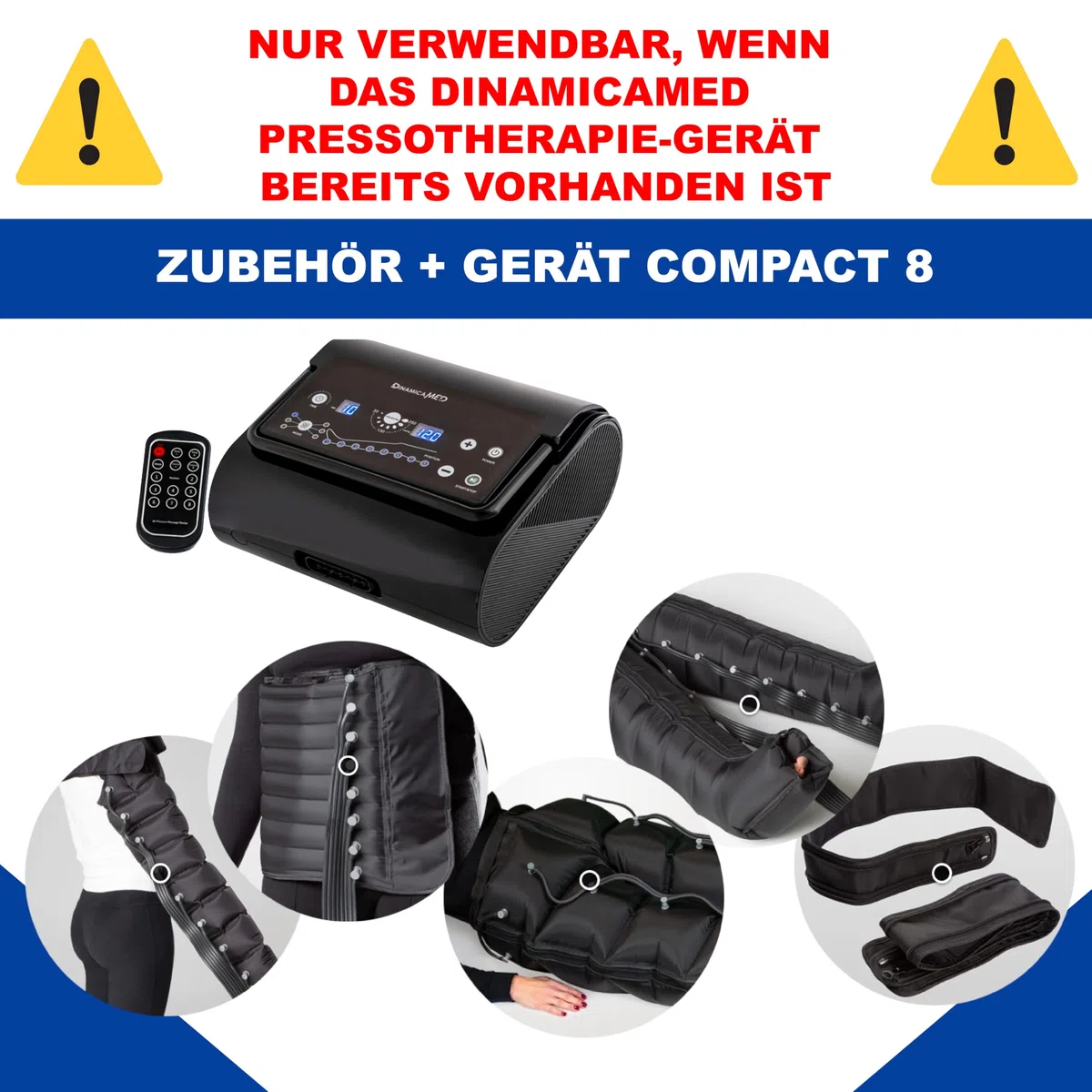 Dinamicamed 8.0 Armband für Drucktherapie, digital, 8 Luftkammern, beidhändig