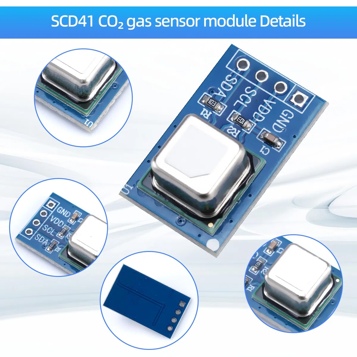 SCD41 CO2 Gassensormodul 2 in 1 Sensor Temperatur Luftfeuchtigkeit I2C 2,4-5,5 V