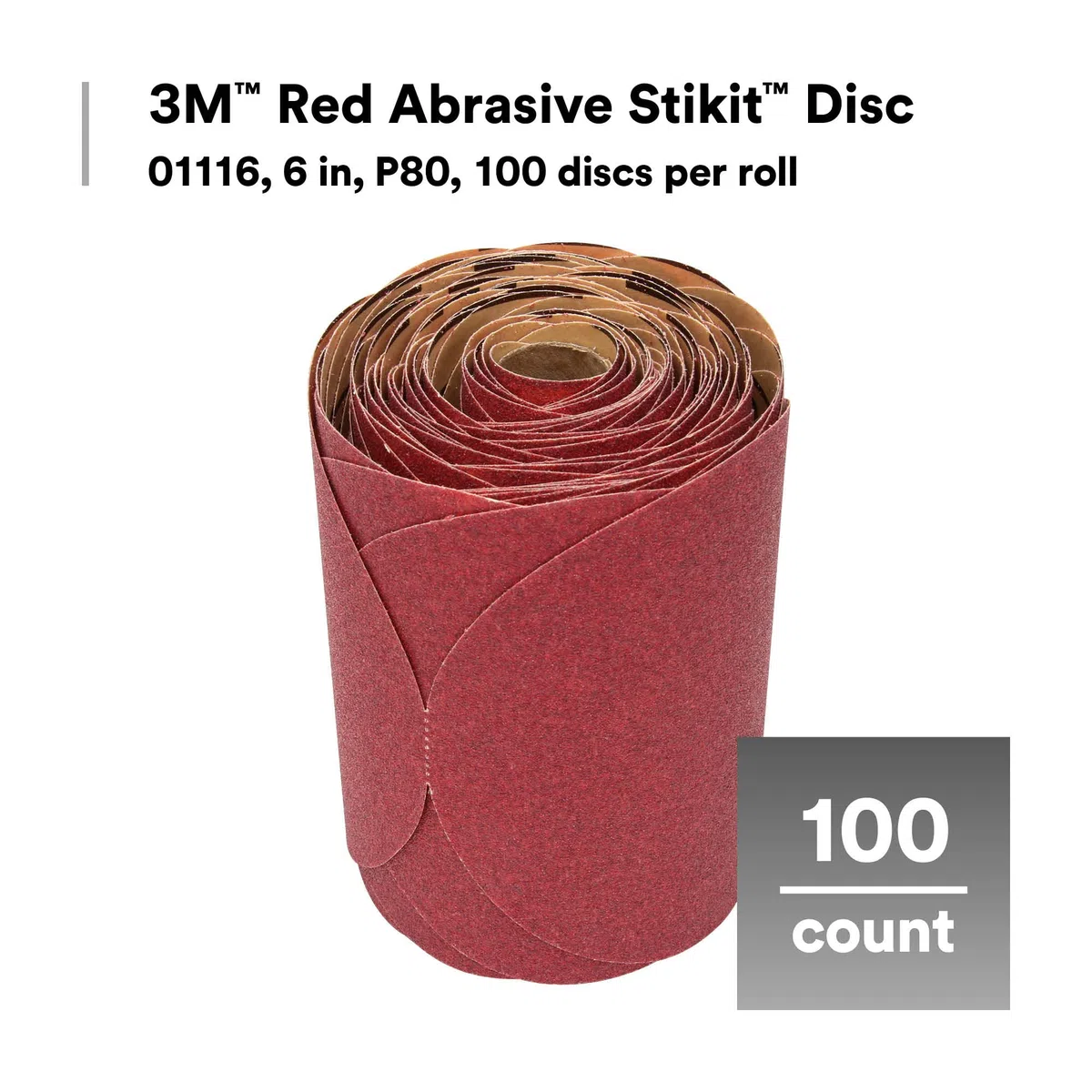 3M 01116 Stikit Schleifscheibe, rot, 15,2 cm, P80D Körnung