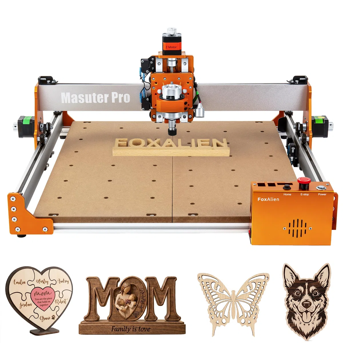 FoxAlien Masuter Pro 4040 CNC Fräs/Fräsmaschine, 400x400x60mm Vollaluminium Graviermaschine, 3-Achsen Holzstich, Acryl Gravur, Aluminium, MDF Schnitzerei Gravurfräsmaschine Grbl Steuerung