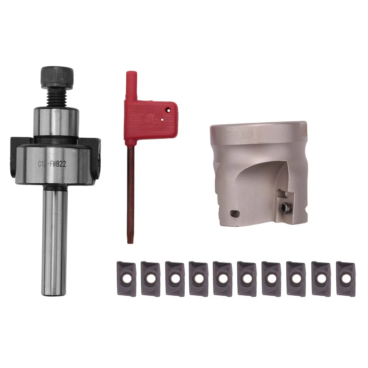 C12 FMB22 + 400R Rechter Schulter Stirn FräSer 50Mm + 10 StüCke APMT1604 Platten mit SchlüSsel für FräS Werkzeug