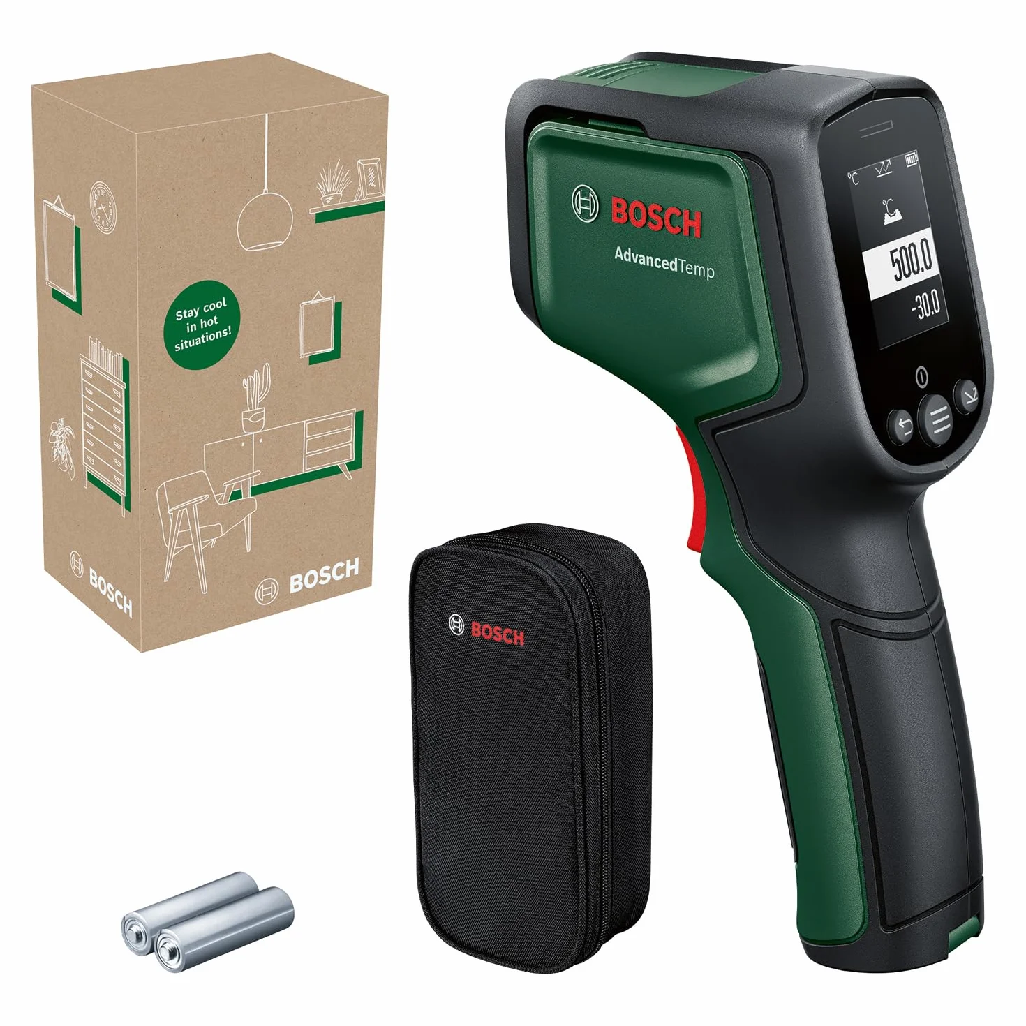 Bosch Infrarot Thermometer AdvancedTemp -30°C bis +500°C LED-Anzeige Schimmel- und Wärmebrücken-Erkennung