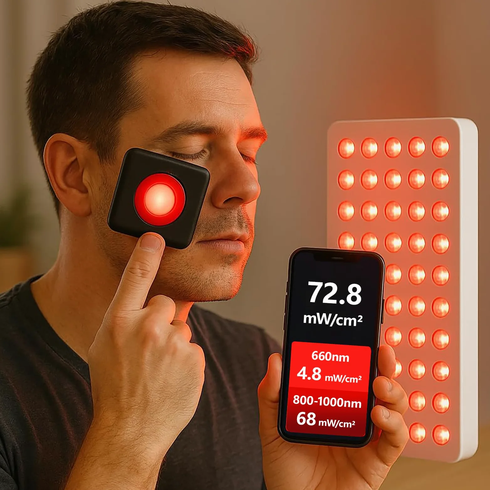 Hochpräzises LED-Phototherapie-Lichtmesser – Misst präzise die Bestrahlungsstärke von 660 nm Rotlicht und 850 nm Nahinfrarot (NIR)