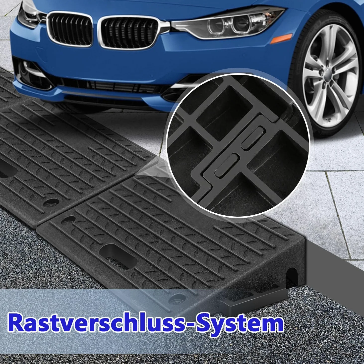 2 Stück Bordsteinrampe Gummi 10cm Hoch Tragbar mit Griff Rampe für Bordsteine, Rollstuhl, Auto Auffahrrampe Türschwellenrampe (50x32x10 cm)