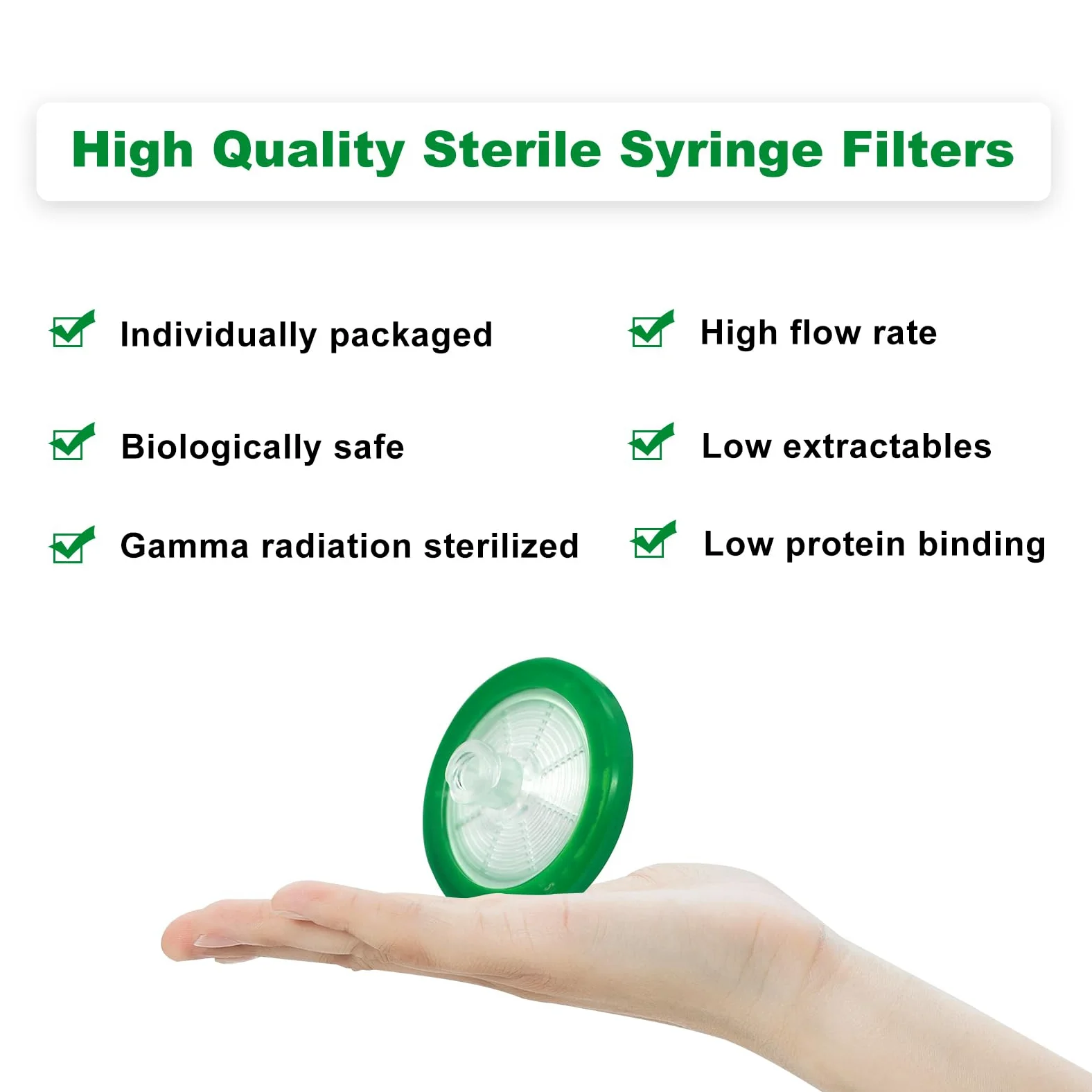 100 Stück Spritzenfilter PES, Spritzenfilter Hydrophil, Spritzenfilter 0,22μm, Labor-Spritzenfilter, Sterile, Syringe Filters, 0,22μm, 13 mm Durchmesser, Female Lure Lock+Male Lure Slip