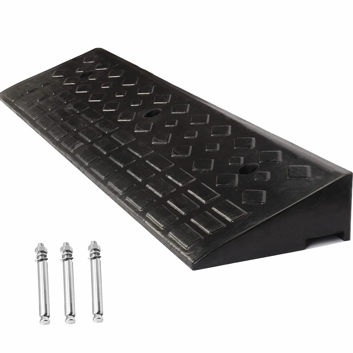 uyoyous Bordsteinrampe Gummi Rampen 100x25x10cm, Vollgummi Türschwellenrampe Gummirampe Bordsteinkanten Rampe Auffahrkeile Auffahrrampe für Auto, Rollstuhl, Bürgersteig, Wohnmobil