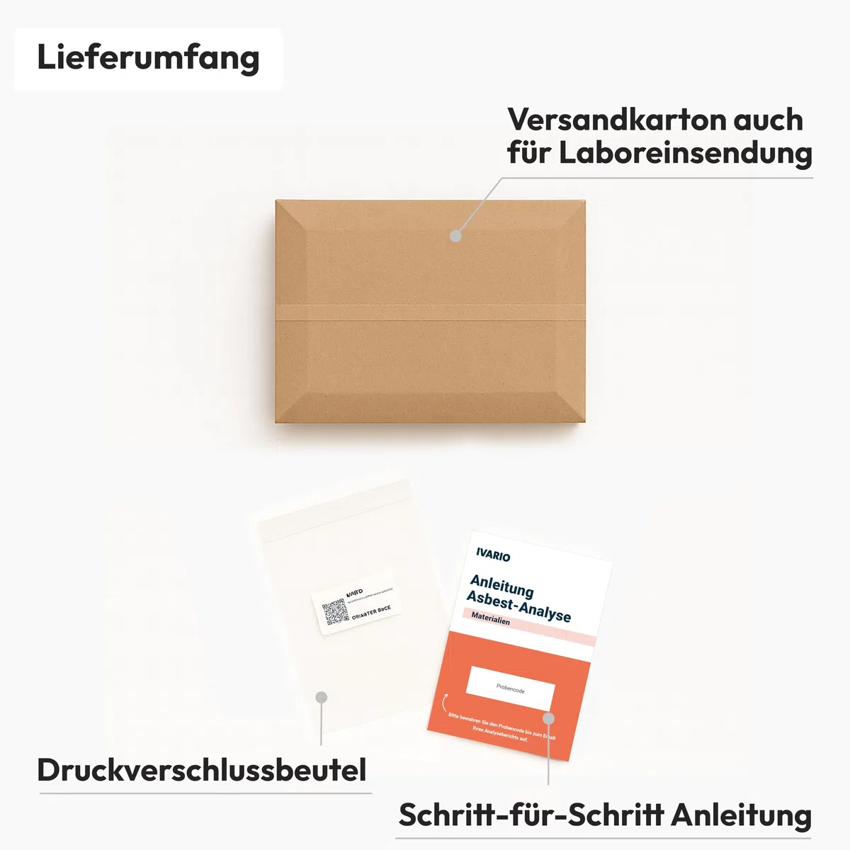 IVARIO Asbest-Test für Dämmplatten, Eternit, Linoleum, Fensterkitt, Zement, PVC, Dichtungen, Bitumenkleber, Cushion-Vinyl