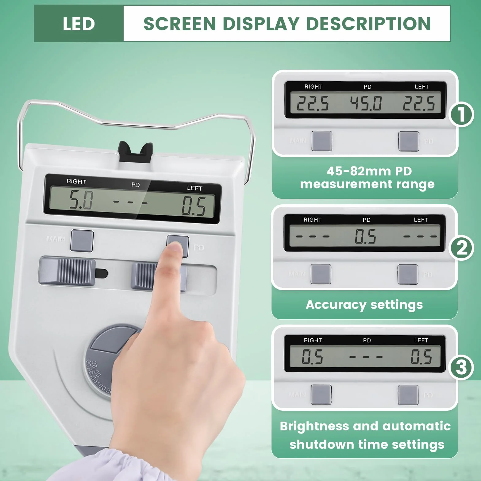 Huanyu Optische Digital PD-Messgerät Pupillenmessgerät 45-82mm LCD Display Genauigkeit 0.1-0.5mm Optometrie LY-9AT