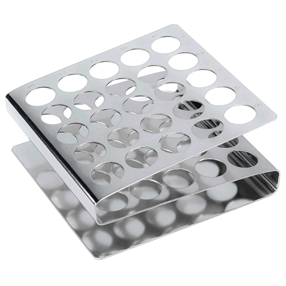 Globe Scientific Stainless Steel "Z" Shape Tube Rack, 457200, Holds 16mm and 17mm Tubes, 25-Place, Each