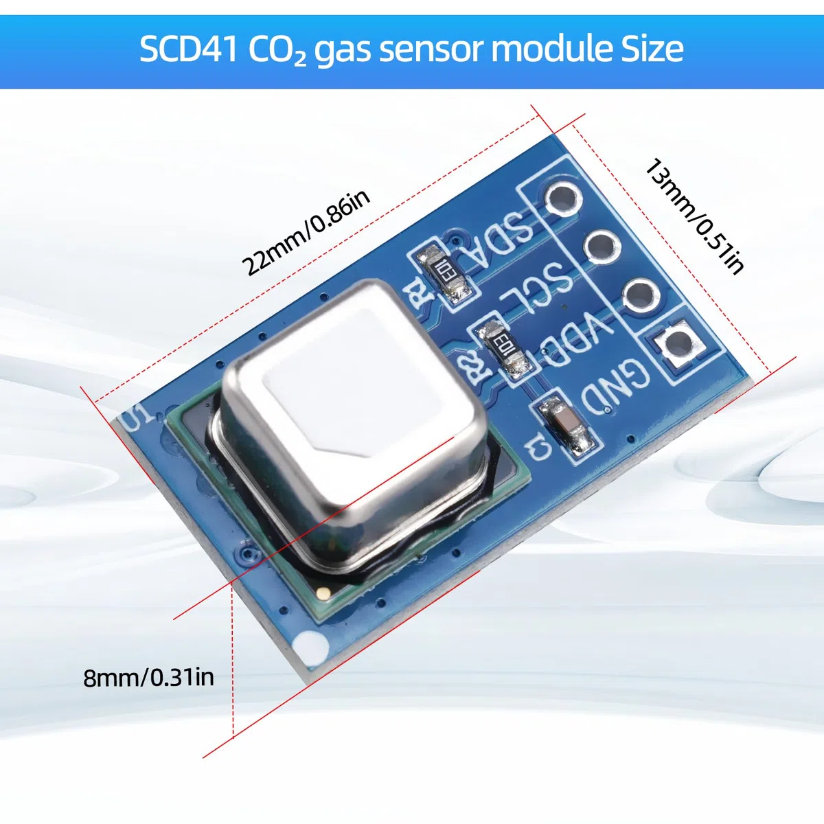SCD41 CO2 Gassensormodul 2 in 1 Sensor Temperatur Luftfeuchtigkeit I2C 2,4-5,5 V