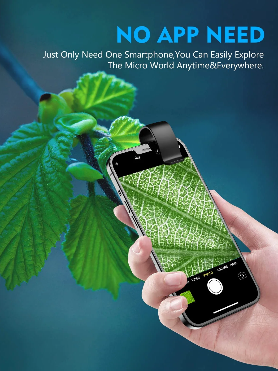 APEXEL 200X Mini-Mikroskop für Smartphone-Kamera, Taschengröße, Schwarz