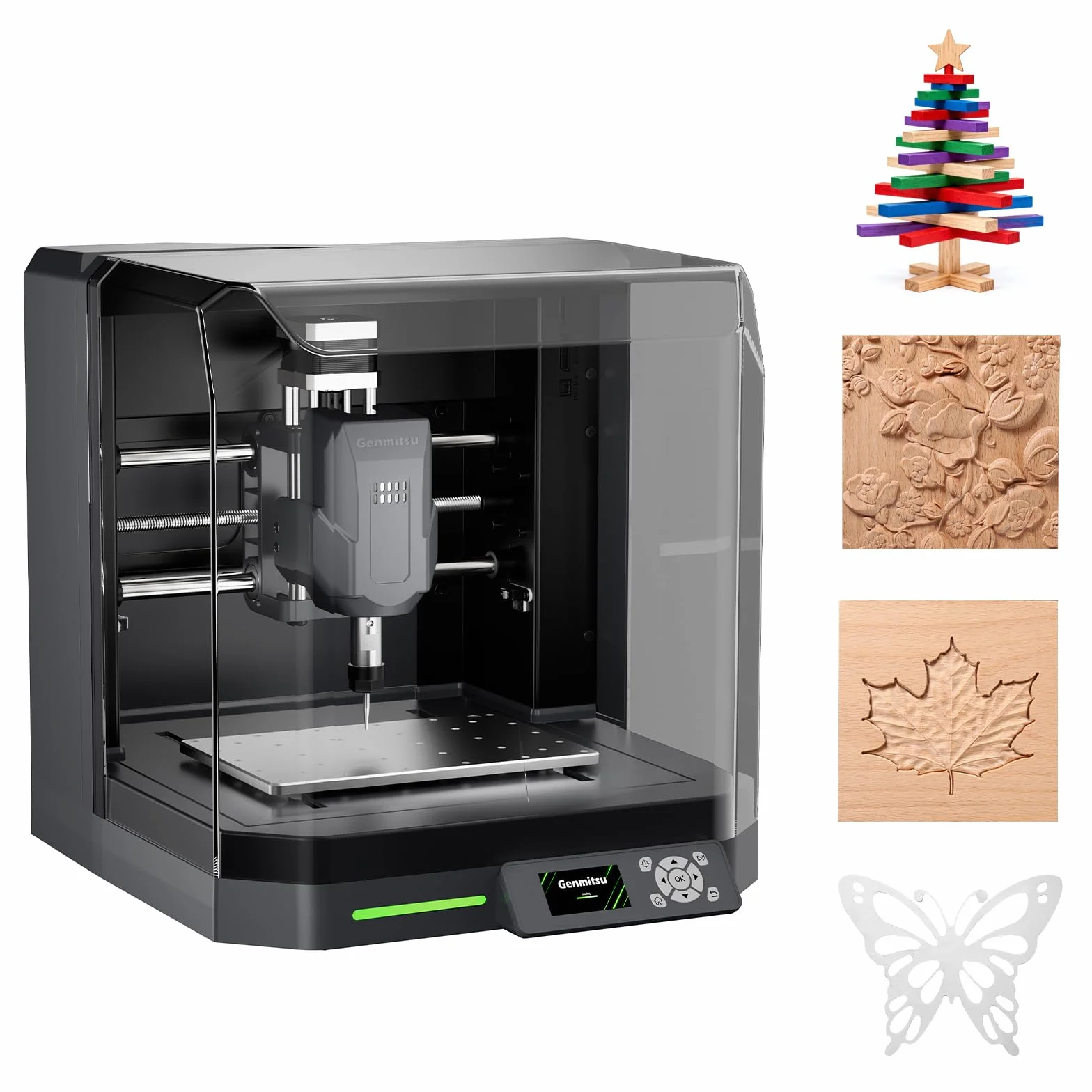 Genmitsu Cubiko CNC-Fräsmaschine, Werkzeugkalibrierung per Tastendruck, intelligente Höhenkartenmessung zum Fräsen von PCB, geeignet für Weichmetall, Holz, WLAN- und APP-Unterstützung
