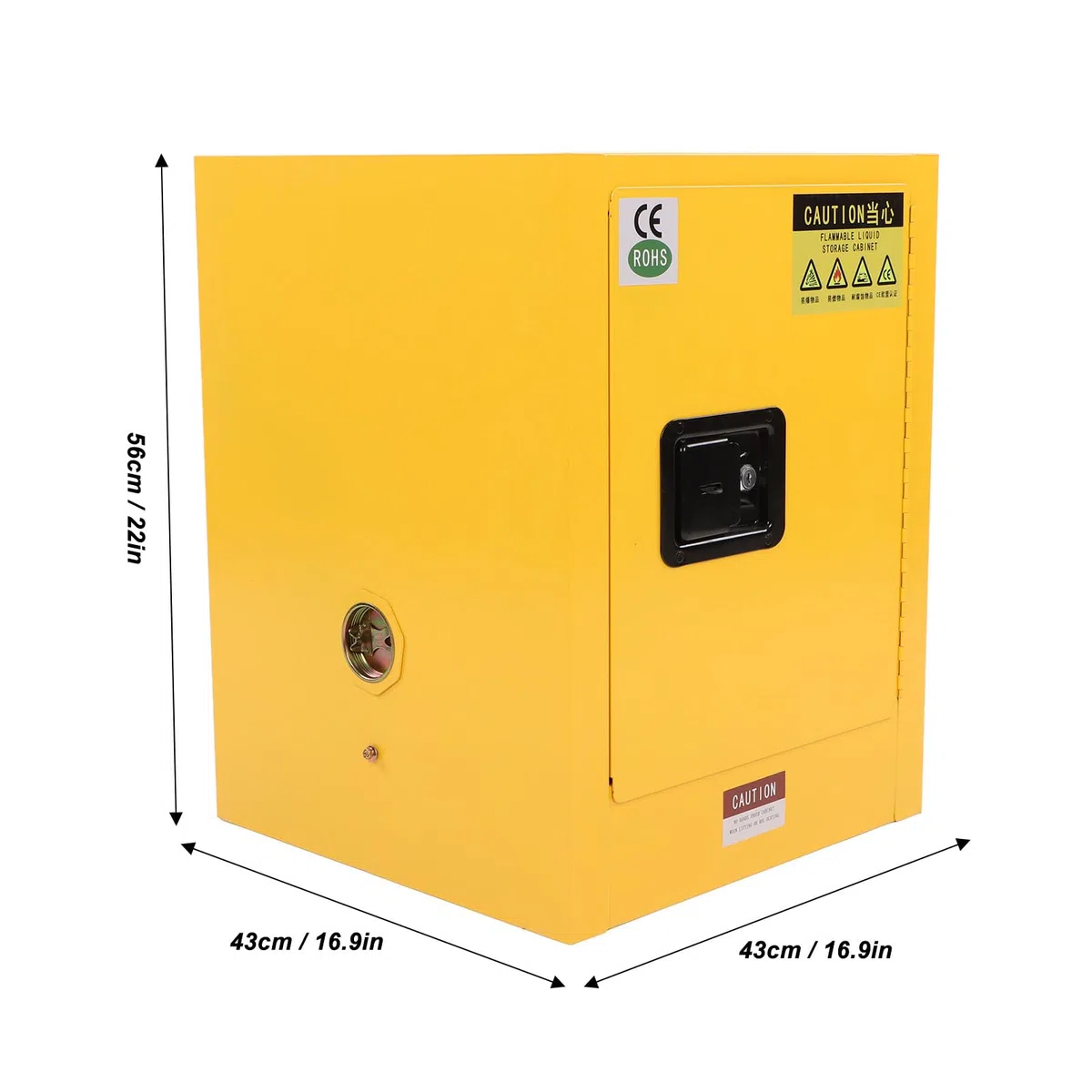 Cocoarm Gelber Industrie-Sicherheitsschrank, Feuerfester, Explosionsgeschützter Schrank, Auslaufsicherer Lagerschrank für Brennbare Stoffe, 56 X 43 X 43 cm