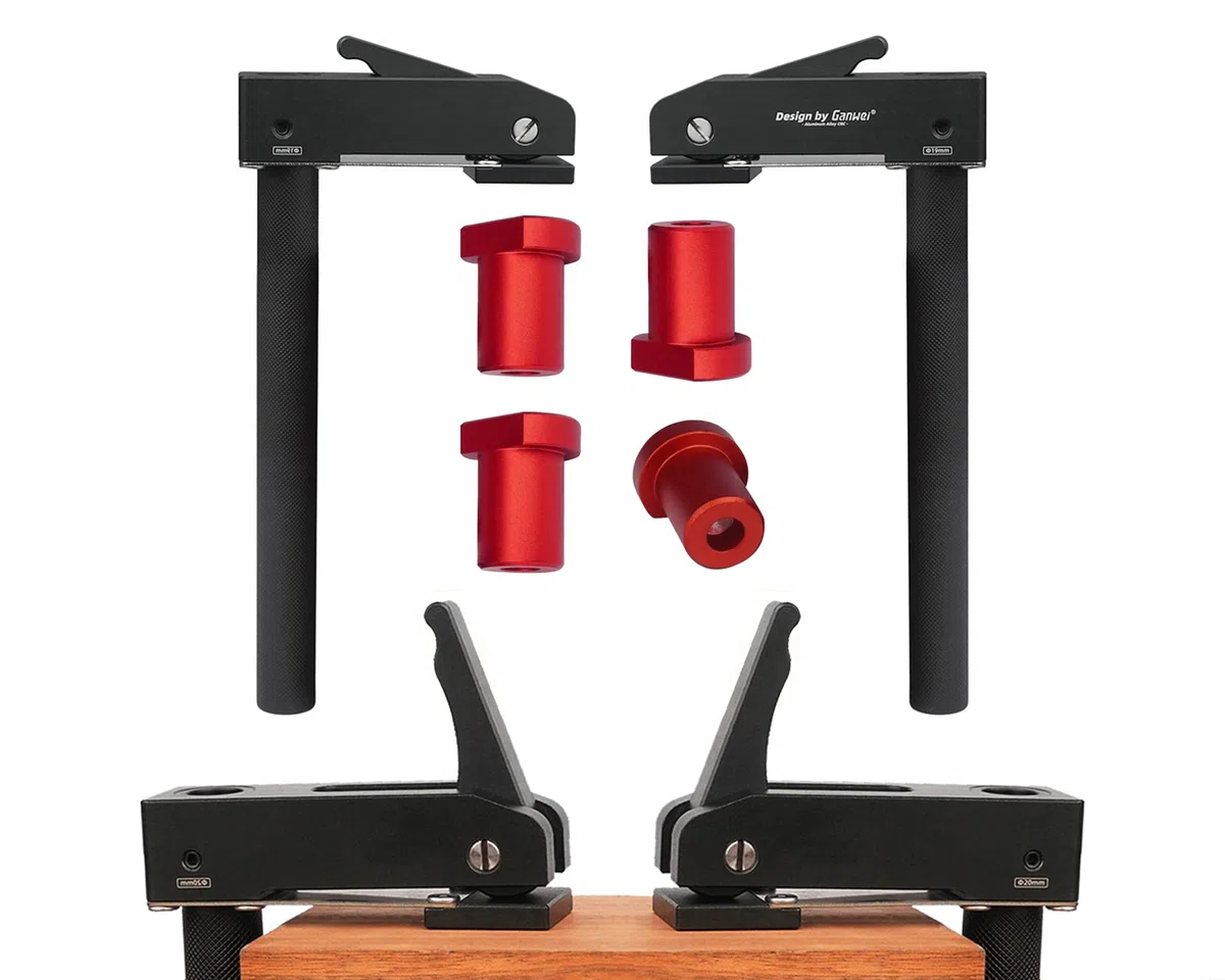 2er-Pack MFT-Halteklemmen mit 4 Bankhunden, 20 mm, für den Schreibtisch, schnell wirkende Klemme, verstellbar, schnell fixierter Clip, Aluminiumlegierung, Schnellklemmen für Holzschnitzerei, Fräsen