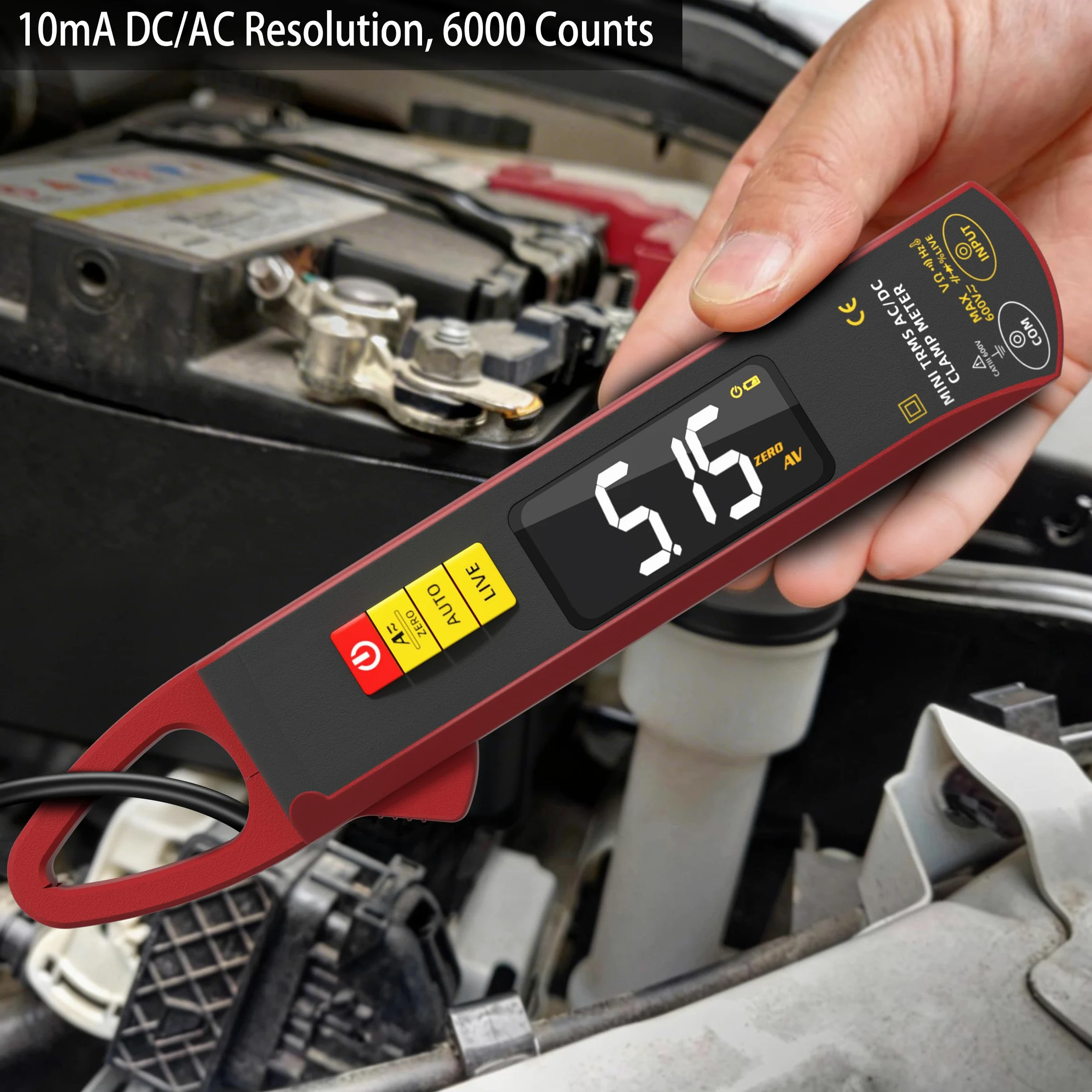 BSIDE UX2 Digital Stromzange DC AC TRMS 200A Klein Mini, Smart Multimeter Wiederaufladbar für Spannung Strom Kapazität Widerstand Dioden Frequenz Temperatur und Stromleitungen Messen