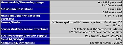 UV-Messgerät Tester Messer Meter UVA/UVB Sonne Sonnenstrahlung Solarium Sonnenstudio UV7