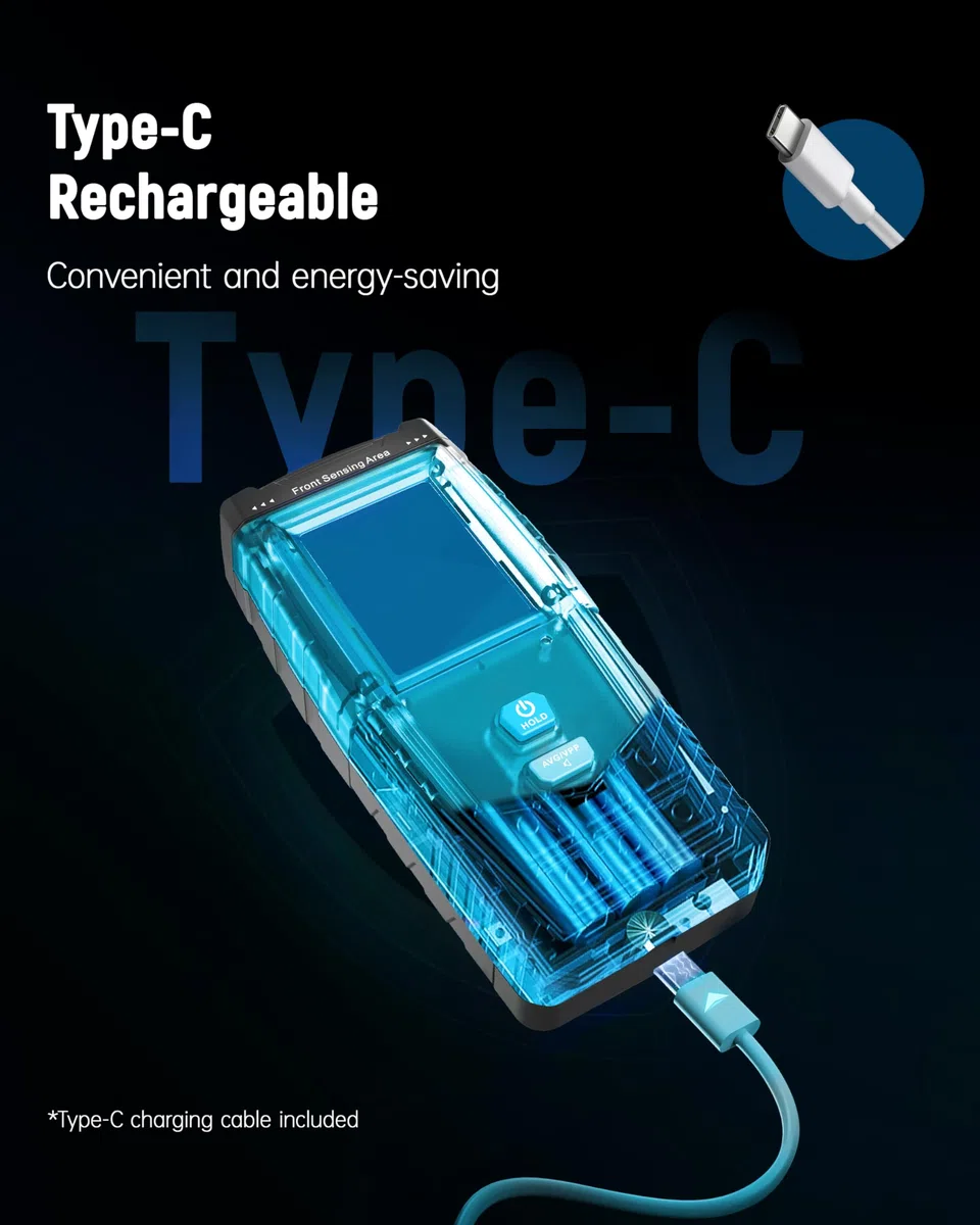 ERICKHILL RT100 EMF-Messgerät Strahlungsdetektor elektromagnetische Felder LCD-Detektor TYPE-C Ladeanschluss