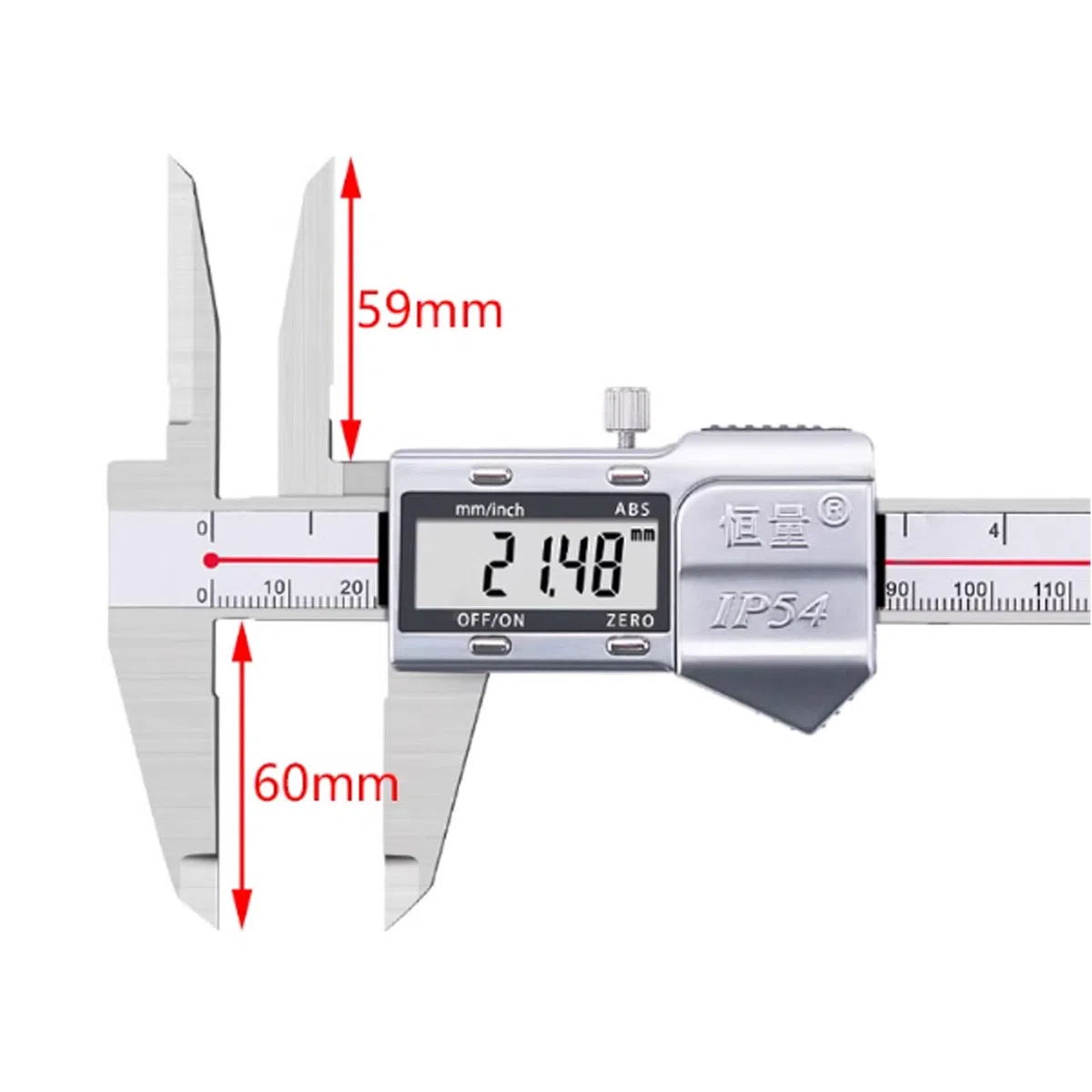 Digital Messschieber 300 mm mit extra langen Messspitzen, Langkiefer Schieblehre Digitales Messwerkzeug mit großem LCD-Display, metrisch/imperial, Edelstahl (0-300mm)