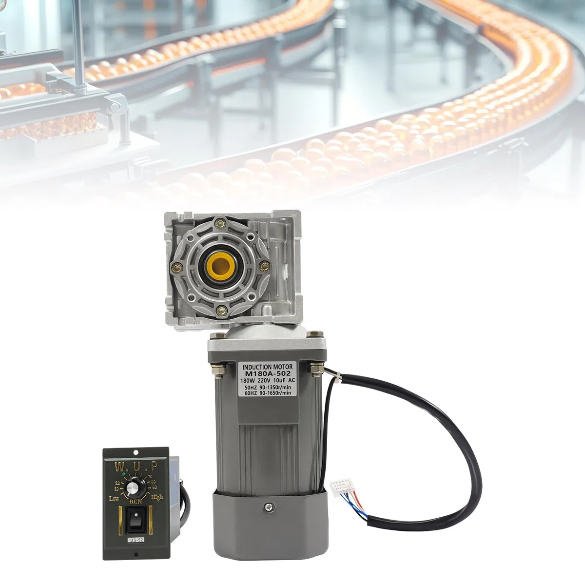 Schneckengetriebemotor mit Drehzahlregler 180W 35NM Drehmoment 0-27RPM für CNC-Anlagen