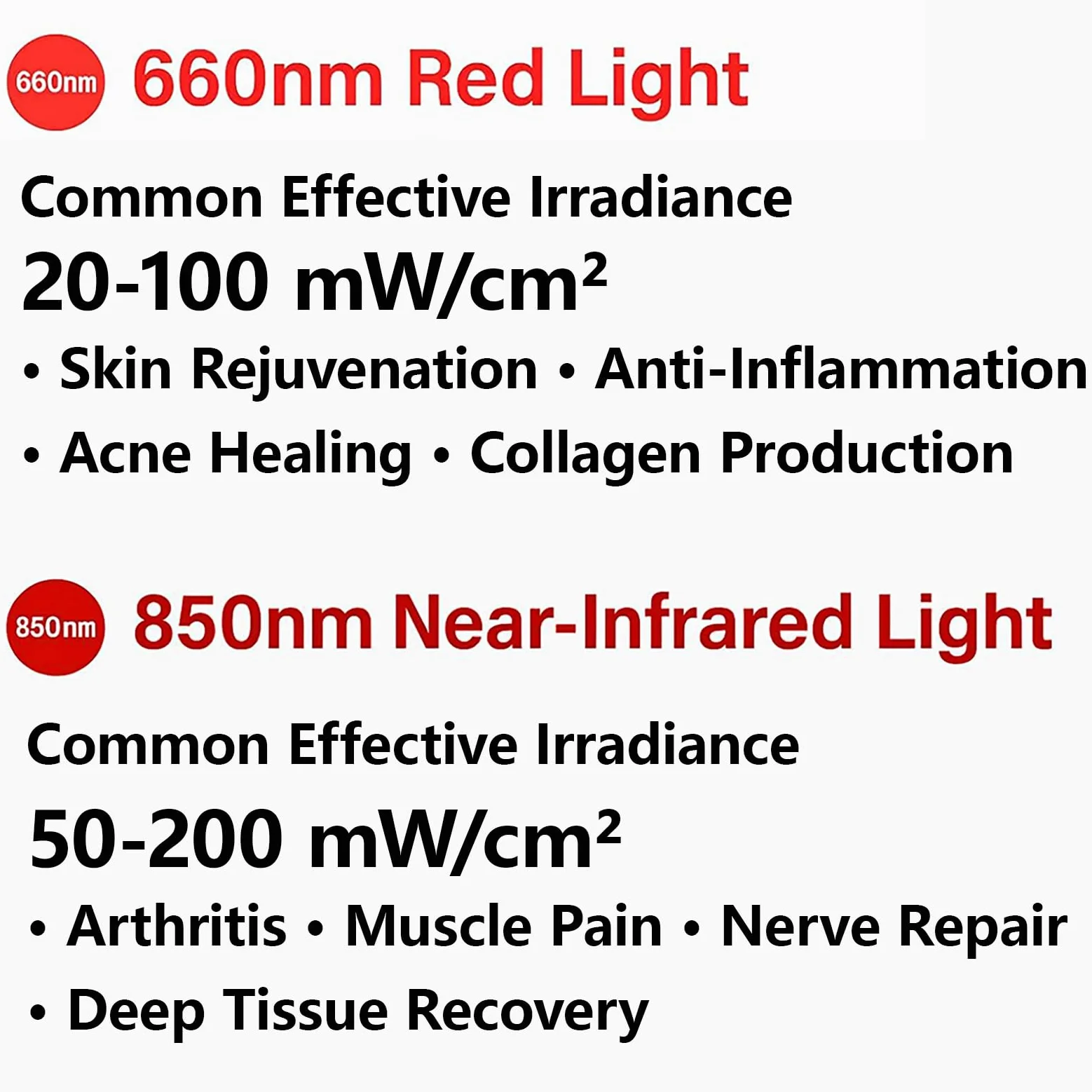 Hochpräzises LED-Phototherapie-Lichtmesser – Misst präzise die Bestrahlungsstärke von 660 nm Rotlicht und 850 nm Nahinfrarot (NIR)