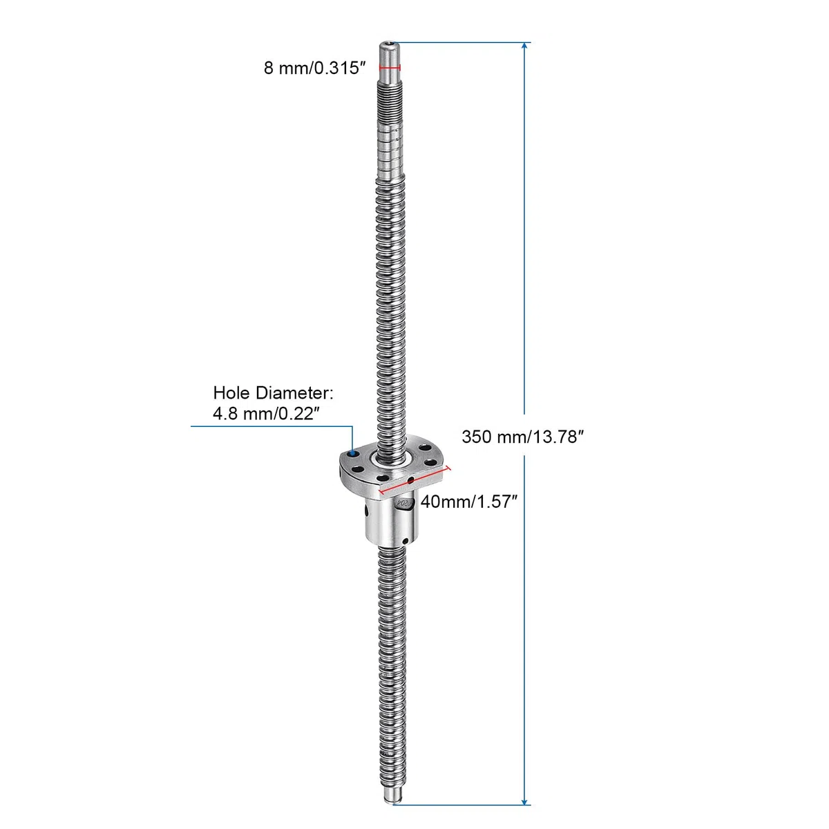 QUARKZMAN BallScrew SFU1204 (Durchmesser 12mm, Steigung 4mm, Länge 350mm) mit Kugelgewindemutter Anti-Backlash Kugelgewindespindel-Kit Standard-Endbearbeitung für BK/BF12 CNC-Maschinenteile