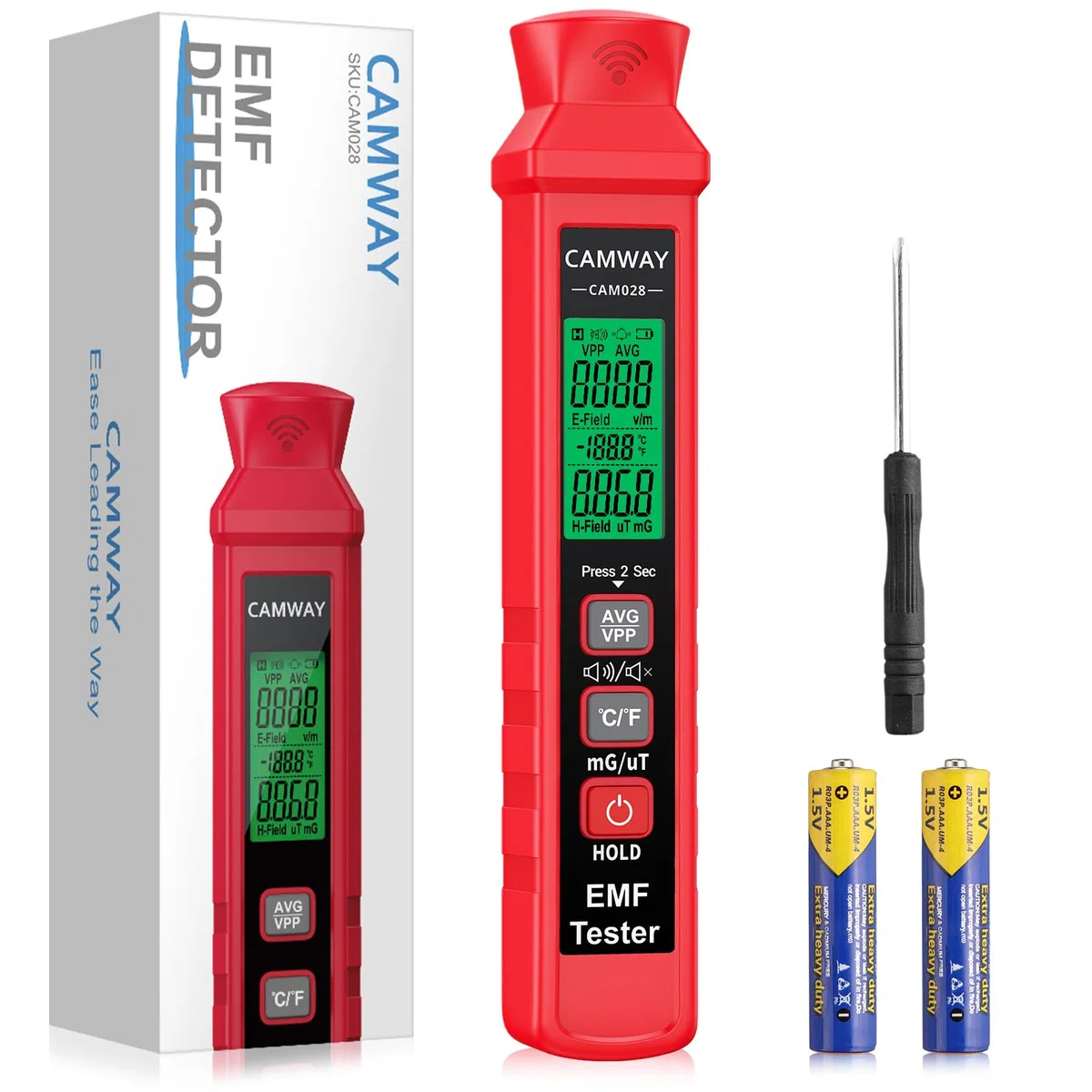 CAMWAY EMF-Messgerät, digitales EMF-Tester LCD Strahlungsdetektor für Elektrisches & Magnetisches Feld, Handheld EMF-Meter mit Dual Alarm