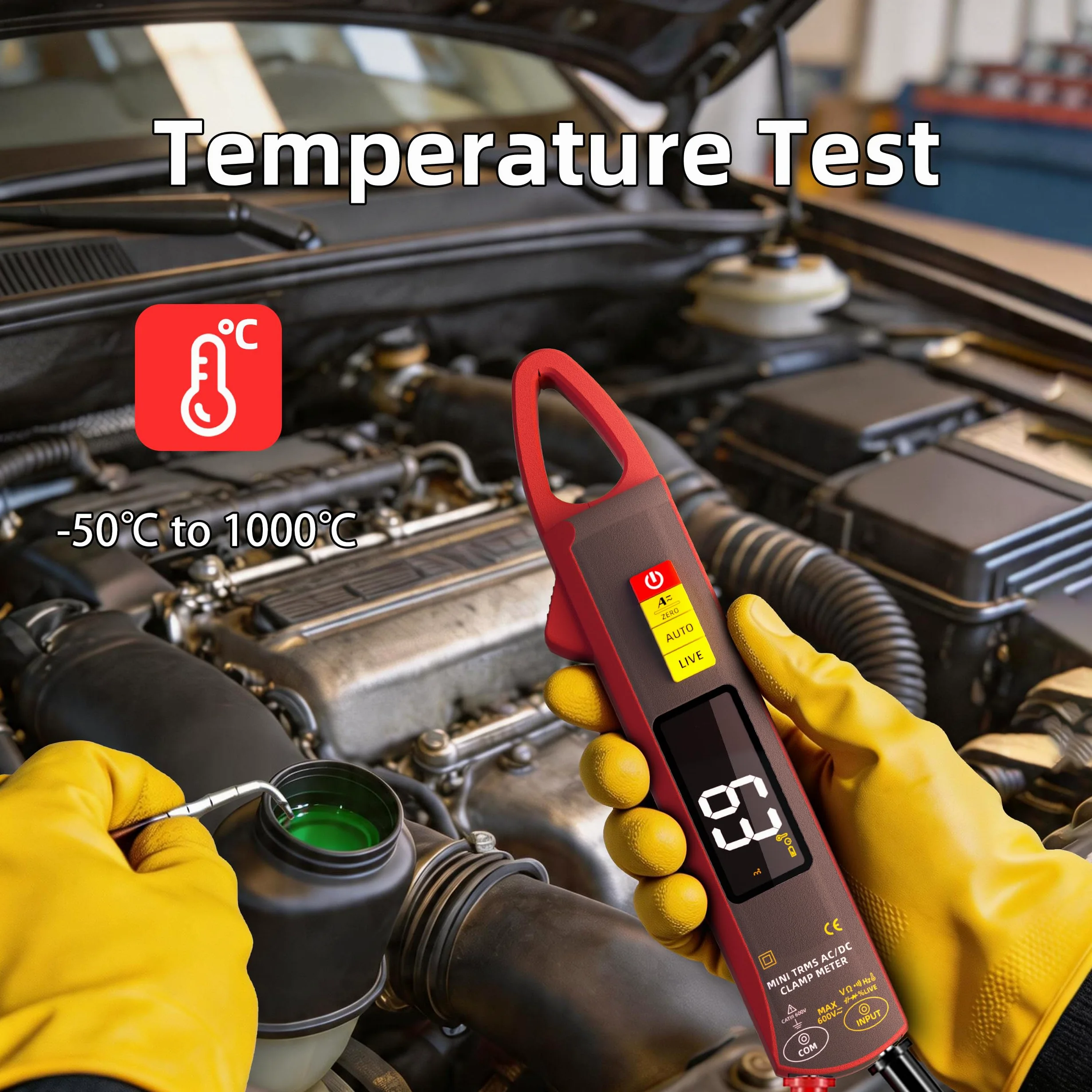 BSIDE UX2 Digital Stromzange DC AC TRMS 200A Klein Mini, Smart Multimeter Wiederaufladbar für Spannung Strom Kapazität Widerstand Dioden Frequenz Temperatur und Stromleitungen Messen