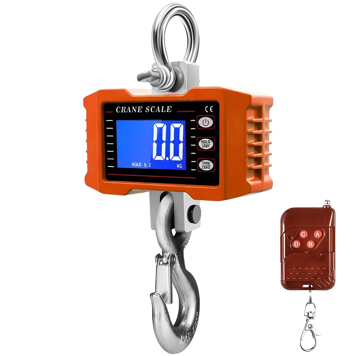 1T 1000KG Kranwaage Wiederaufladbare Modelle Smart Schwere Typ Crane Maßstab mit Alulegierung von Luftfahrtqualität Elektronische Hängewaage Digital Haken Hängewaage (Orange)