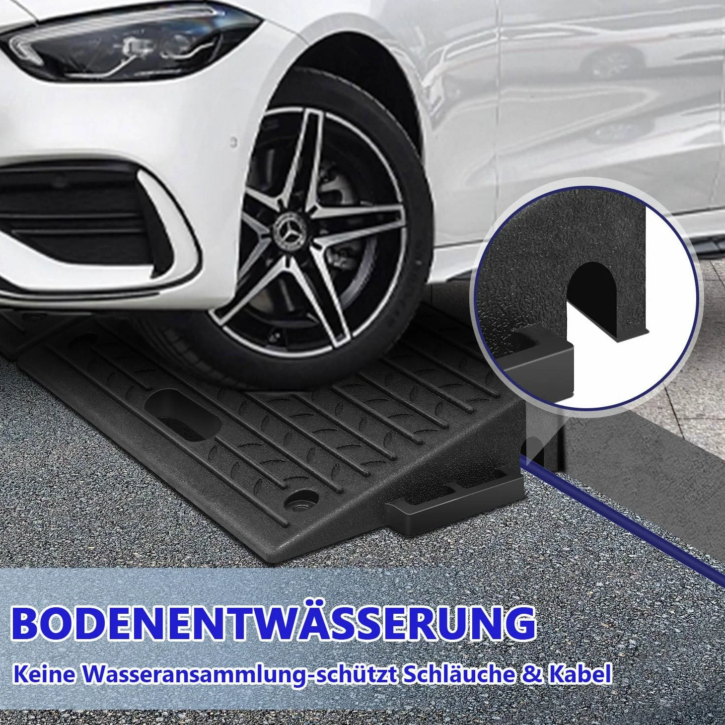2 Stück Bordsteinrampe Gummi 10cm Hoch Tragbar mit Griff Rampe für Bordsteine, Rollstuhl, Auto Auffahrrampe Türschwellenrampe (50x32x10 cm)