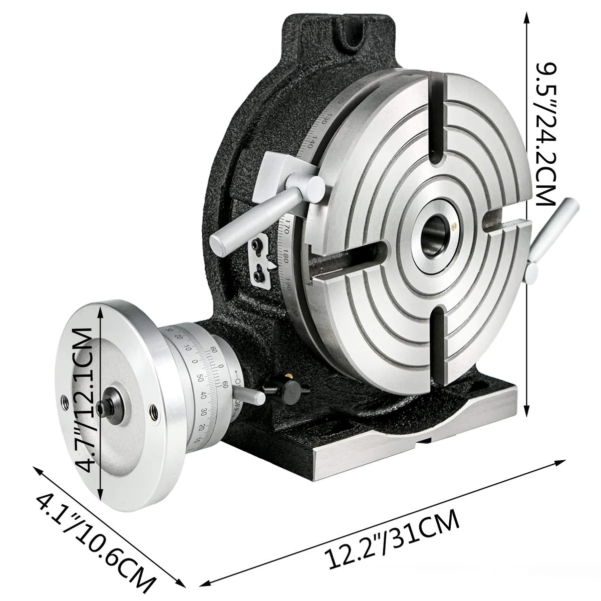 VEVOR Teilapparat Rundtisch 200mm Rundteiltisch Horizontal-Vertikal Teilkopf Teilapparat schwenkbar zum Fräsen und Bohren…