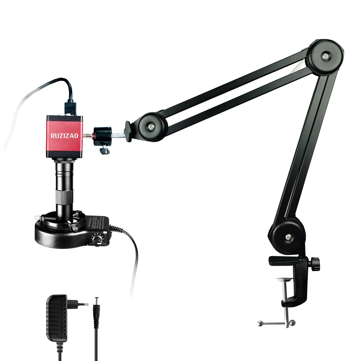 Digital Mikroskop 13MP 1080P HDMI VGA Industrielle Kamera 150X Zoom C-Mount Objektiv LED-Ringlicht Lötmikroskop