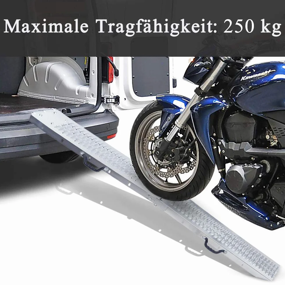 2 Stück Klappbar Auffahrrampe für Anhänger Verzinkter Stahl Faltbare Rampe mit Griff, Silber für Anhänger Motorrad Wohnwagen PKW, Belastbarkeit bis zu: 400 kg pro Paar