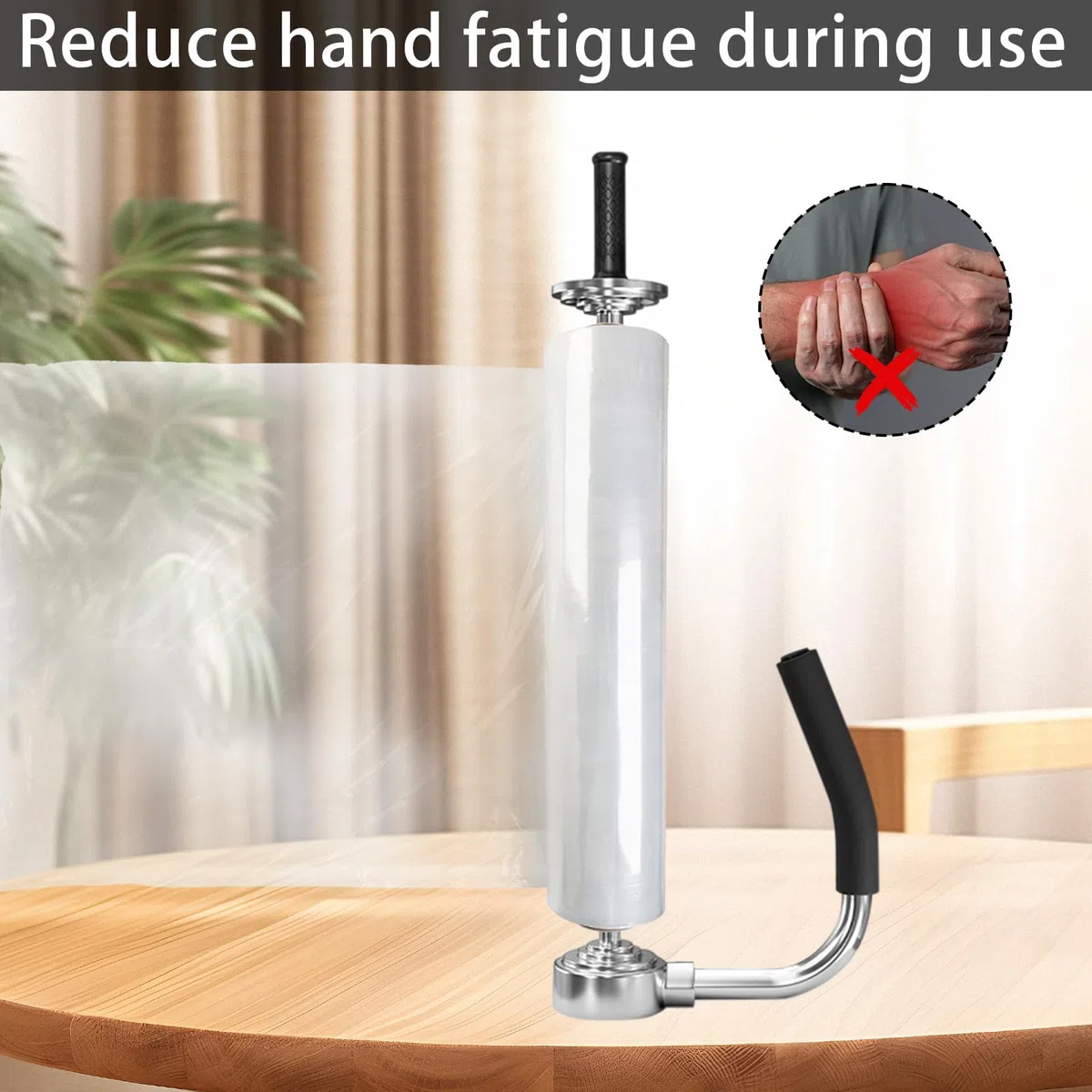 Stretchfolienspender, Manueller Abroller Stretchfolie für Rollen von 30-50 cm breit Metall Folienziehvorrichtung mit Griff für Verpackung von Möbeln Maschinen und anderen großen Gegenständen