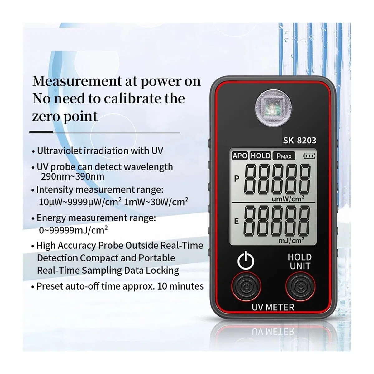 UV-Messgerät, Digitales UV-Illuminometer, professioneller UV-Tester, Ultraviolettmessrät, UVB-Messung, tragbarer Photometer, Uveometro-Detektor,Kalibrierte Messwerte
