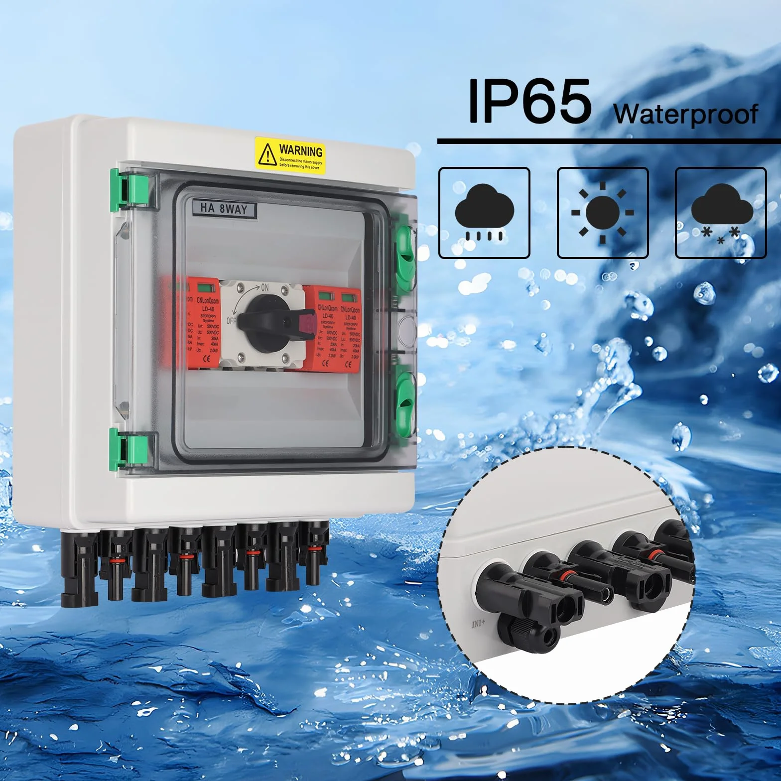 überspannungsschutz pv - 1000V LONQ.X＋SPD Solar Anschlusskasten, Blitzschutz dc trennschalter pv anlage 2 string 2 in 2 out, DC Combiner box Leitungsschutzschalter Solar balkonkraftwerk