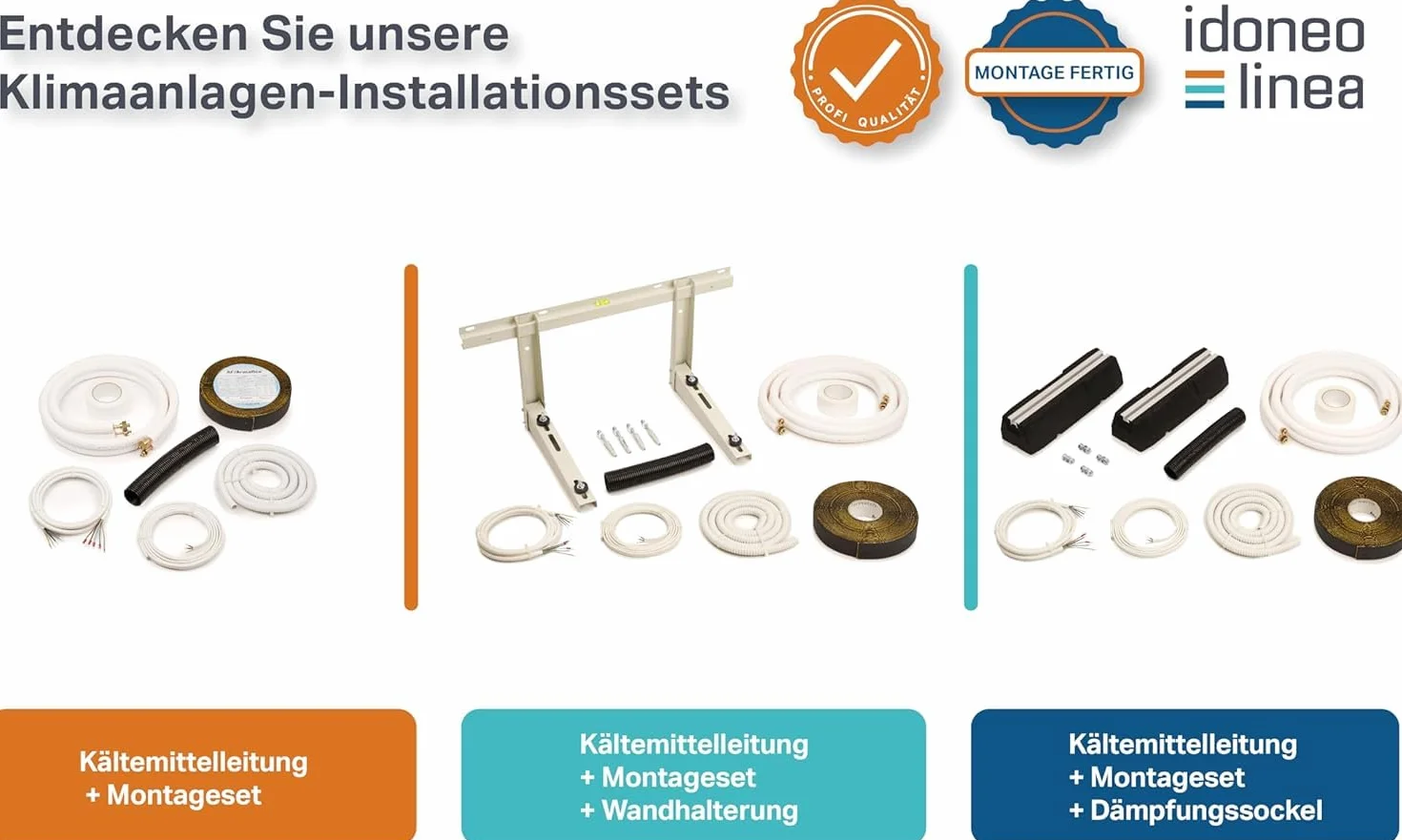 Kältemittelleitung mit Überwurfmutter gebördelt 1/4” 3/8” 1/2” 5/8” Einzelrohr Kupferrohr isoliert (5/8", 5m)