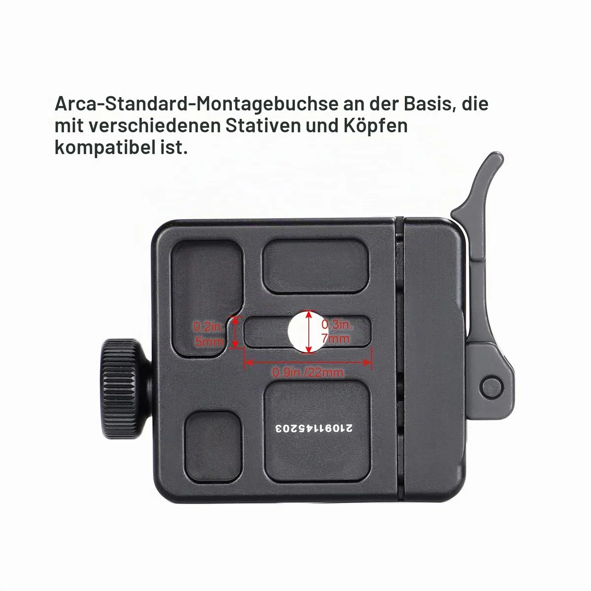 SUNWAYFOTO SDC-50 Arca Swiss Schnellspannklemme für Gewehr mit Picatinny-Adapter, 50 mm