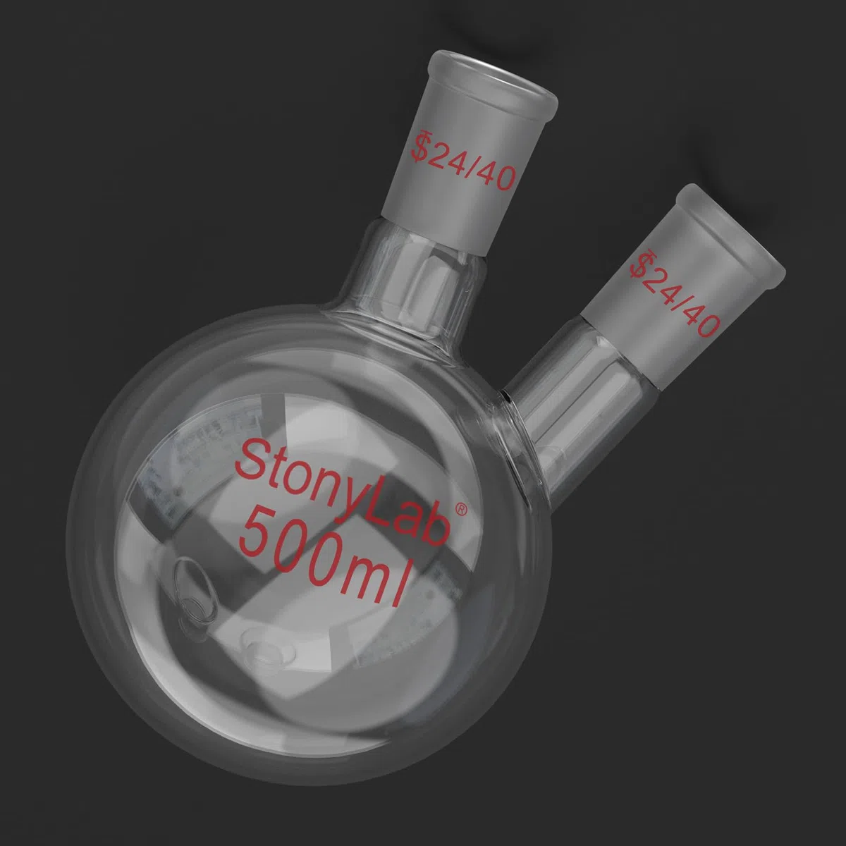 stonylab 500ml 2 Neck Flask Rundkolben, Borosilikat Glas Dreihalskolben Rundkolben RBF mit 24/40 Standard Taper Outer Joint, 2 Neck Round Bottom Flask - 500ml