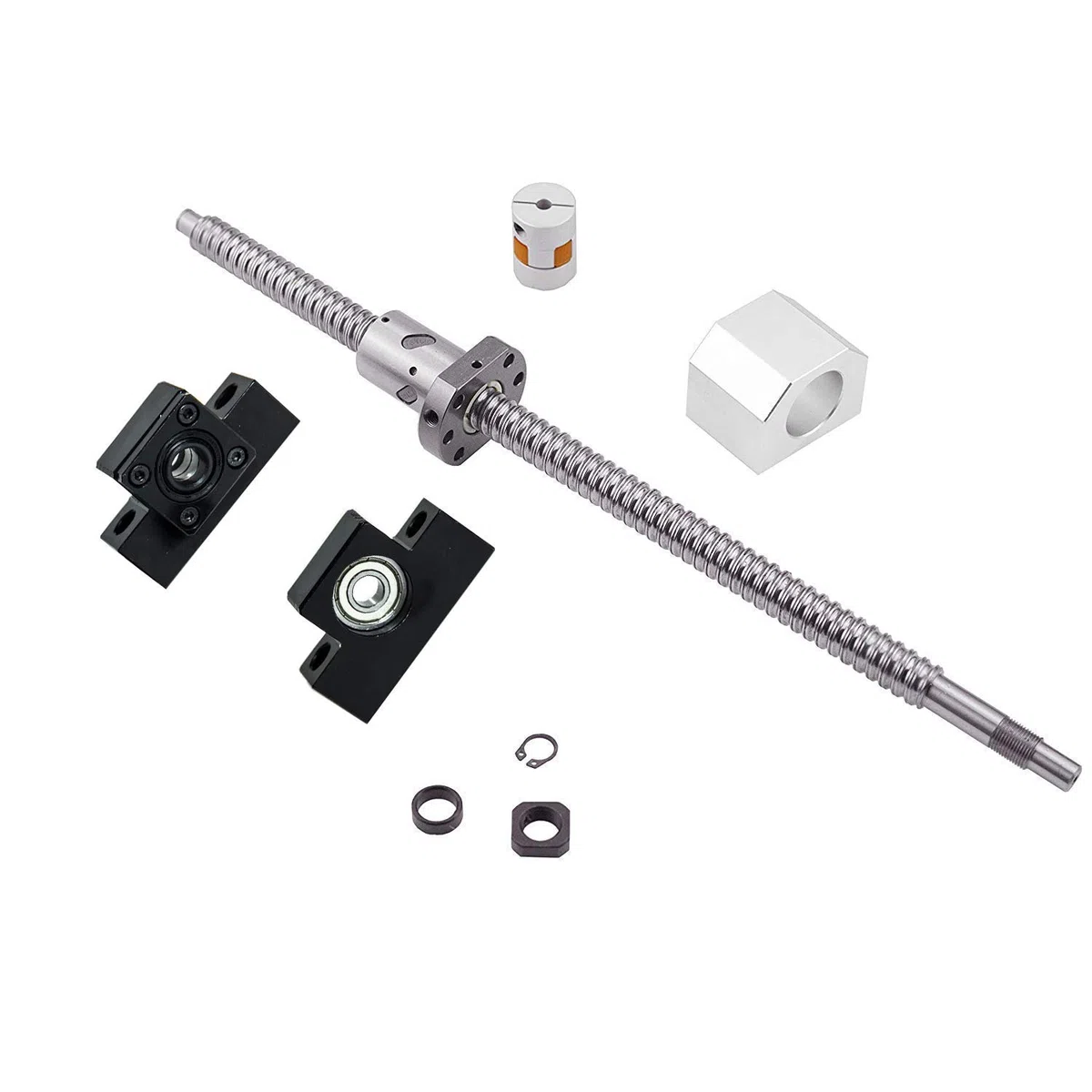 Kugelumlaufspindel SFU1605 RM1605 Länge 2000 mm Durchmesser 16 mm mit Gehäuse für Kugelumlaufmutter und Kugelumlaufmutter + Endhalter EK / EF12 + Kupplung für CNC, Länge ca. 78,74 Zoll / 2000 mm